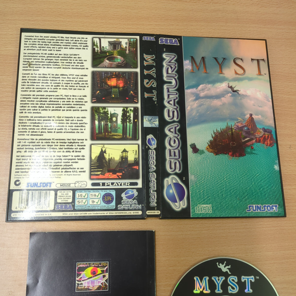 Myst Sur Sega Saturn - Complet PAL FR - Boîtier Et Notice Usés Mais Jeu Fonctionnel