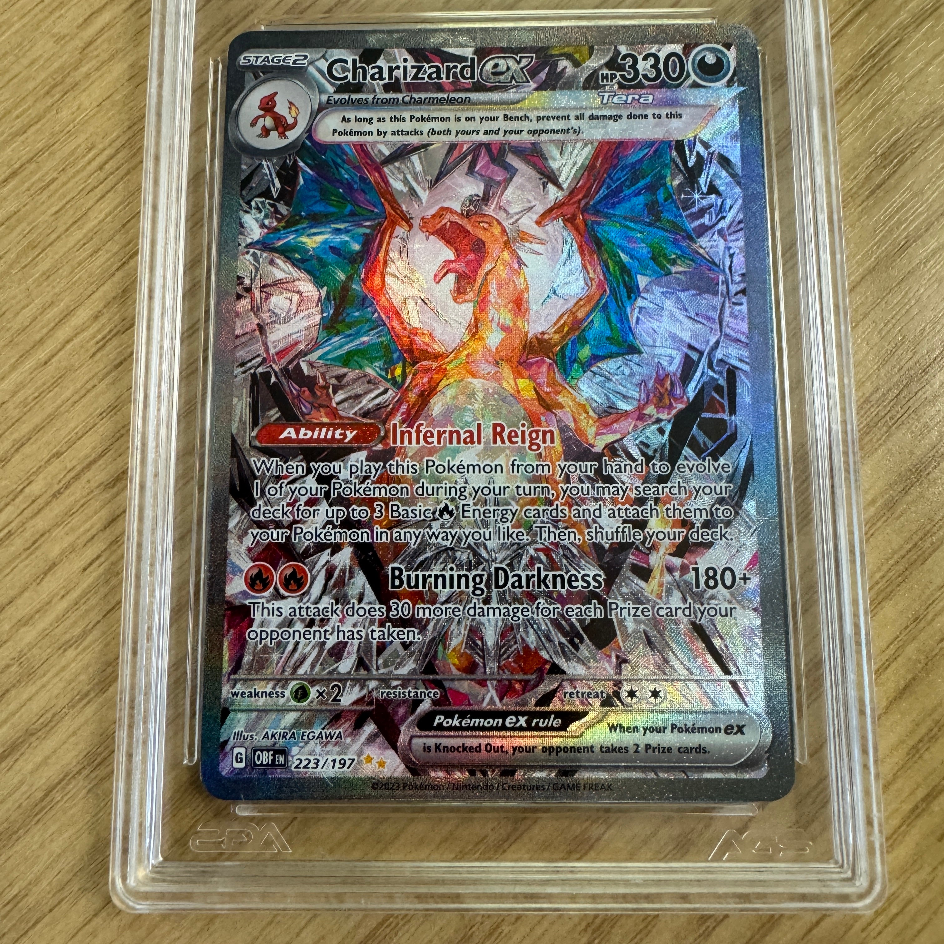 2023 POKEMON OBF EN-OBSIDIAN FLAMES SPECIAL ILLUSTRATION RARE CHARIZARD AGS 9.5