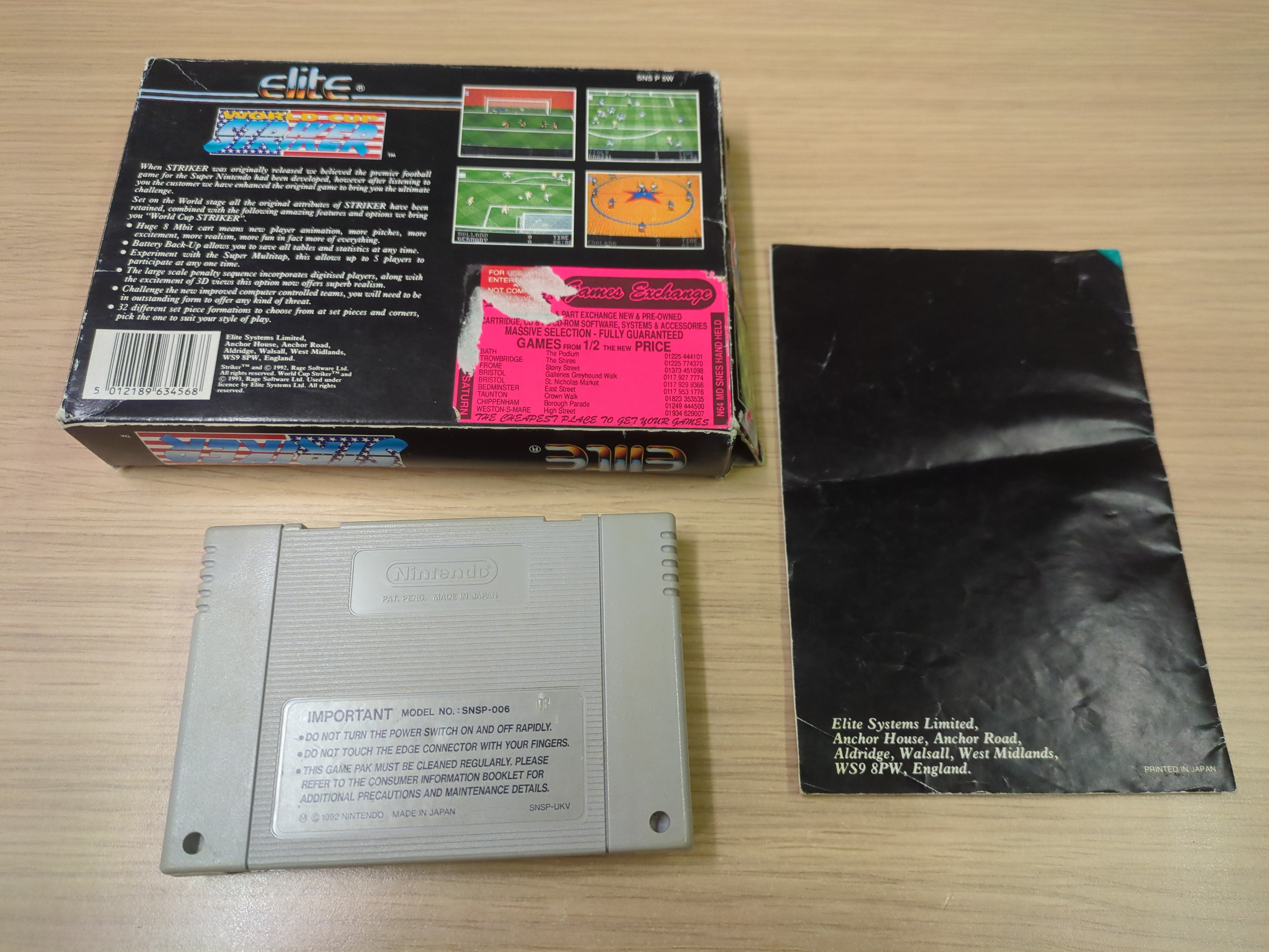 World Cup Striker Super Nintendo SNES game Boxed