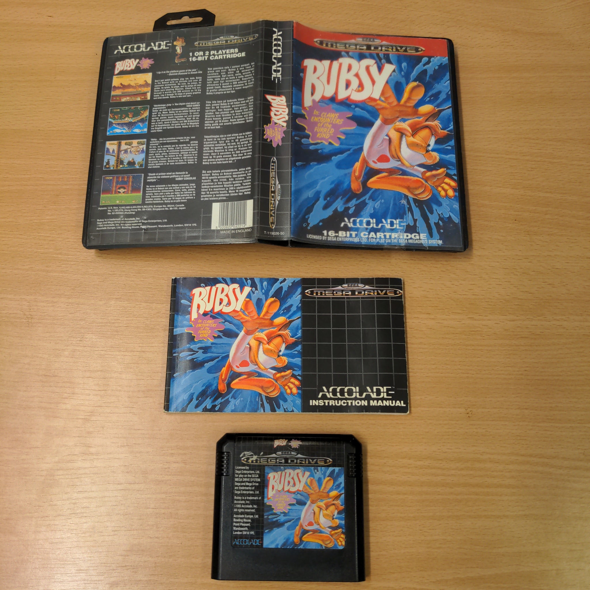 Bubsy in Claws Encounters of the Furred Kind Sega Mega Drive game complete