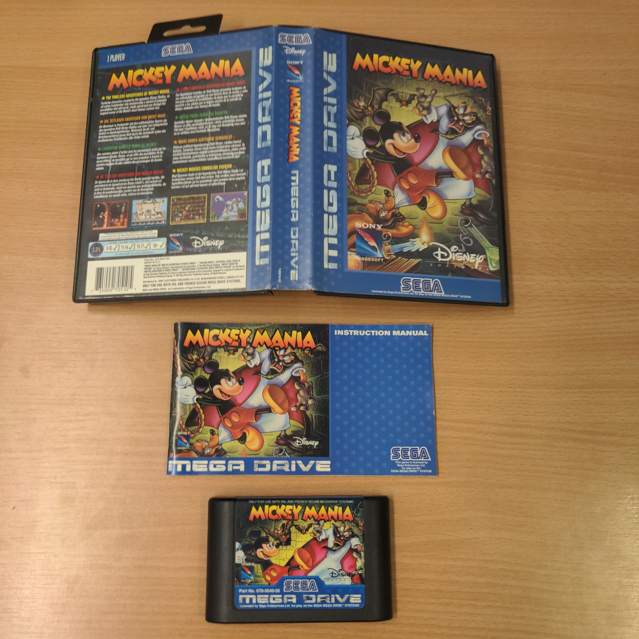 Mickey Mania (Disney's) Sega Mega Drive game complete