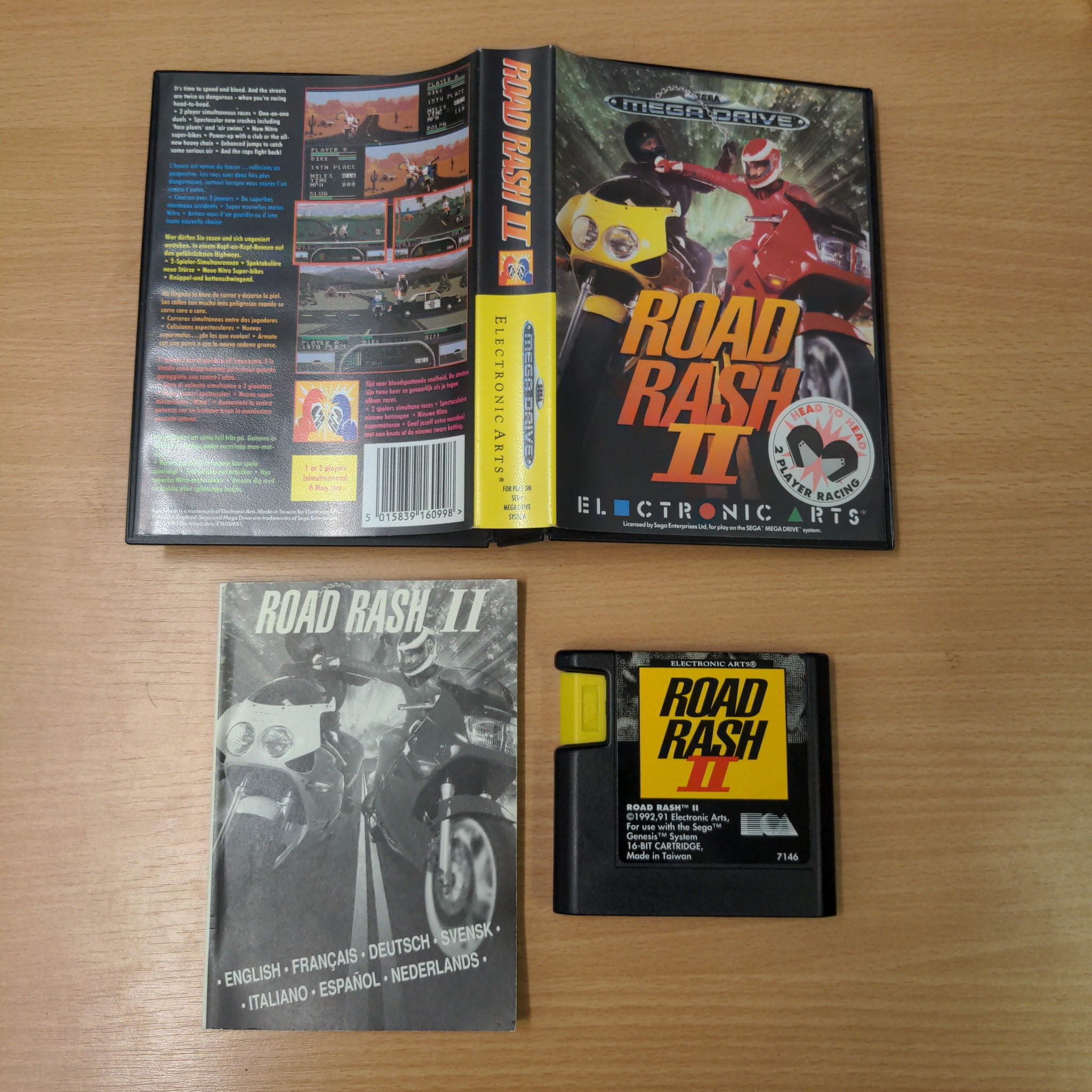 Road Rash II Sega Mega Drive game complete