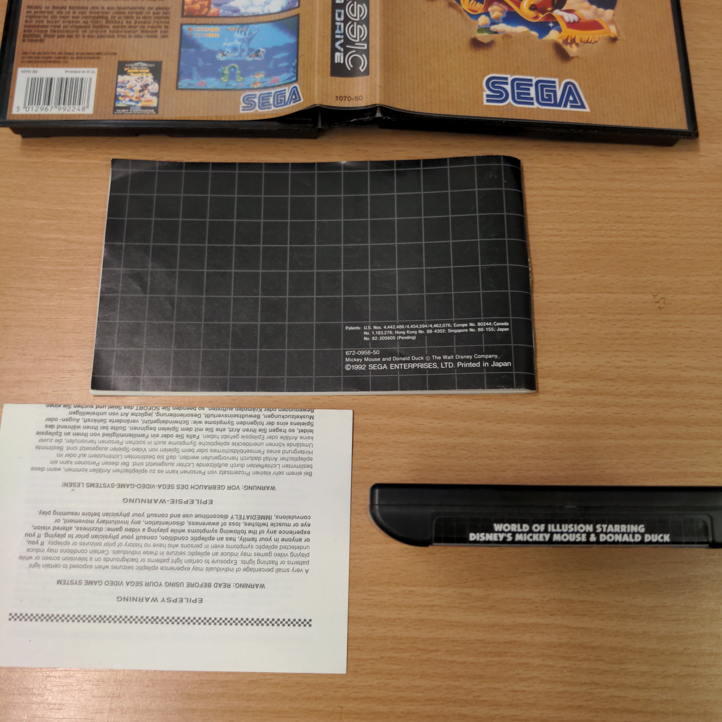 World of Illusion starring Mickey Mouse (Disney's) brown box classic Sega Mega Drive game