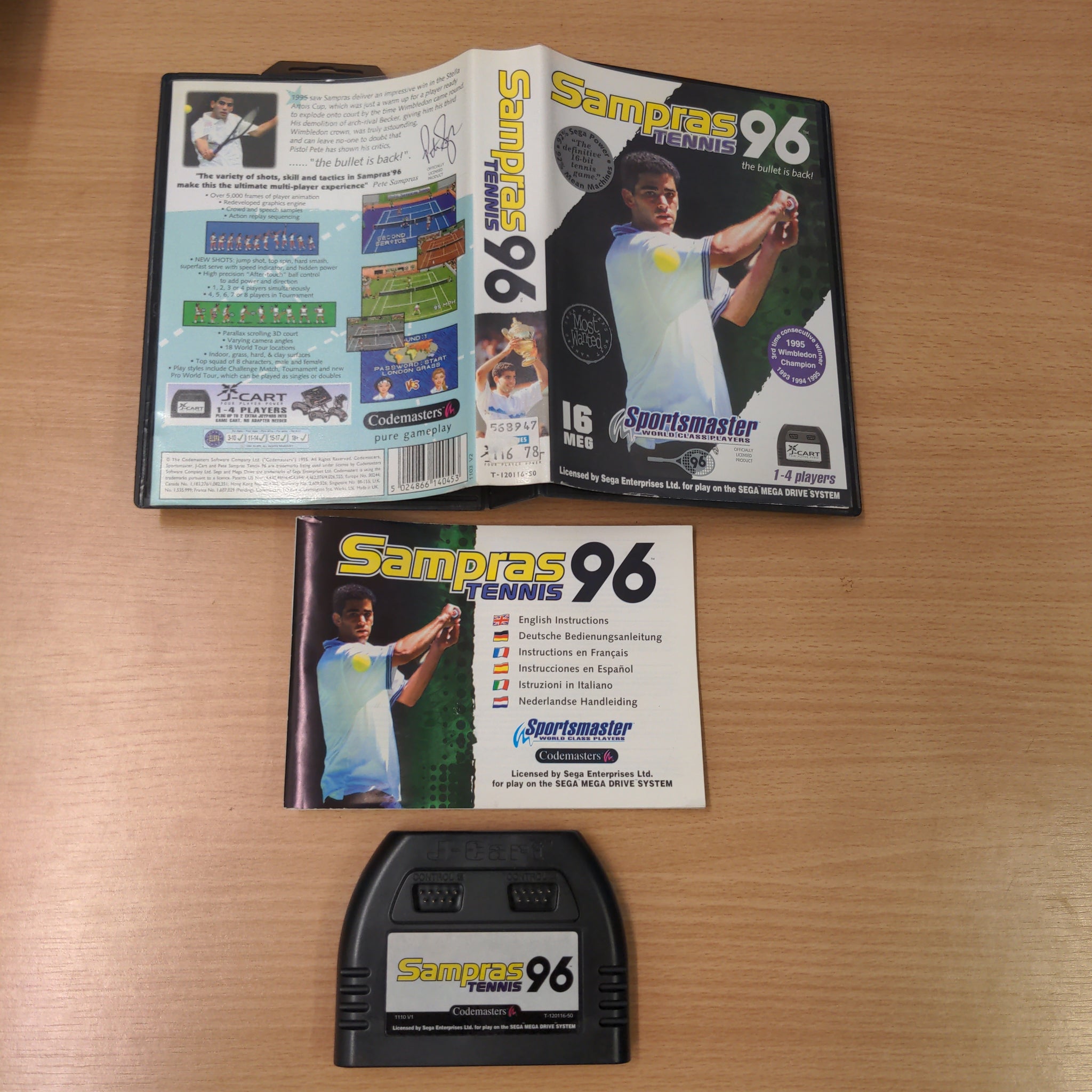 Sampras Tennis 96 Sega Mega Drive game complete