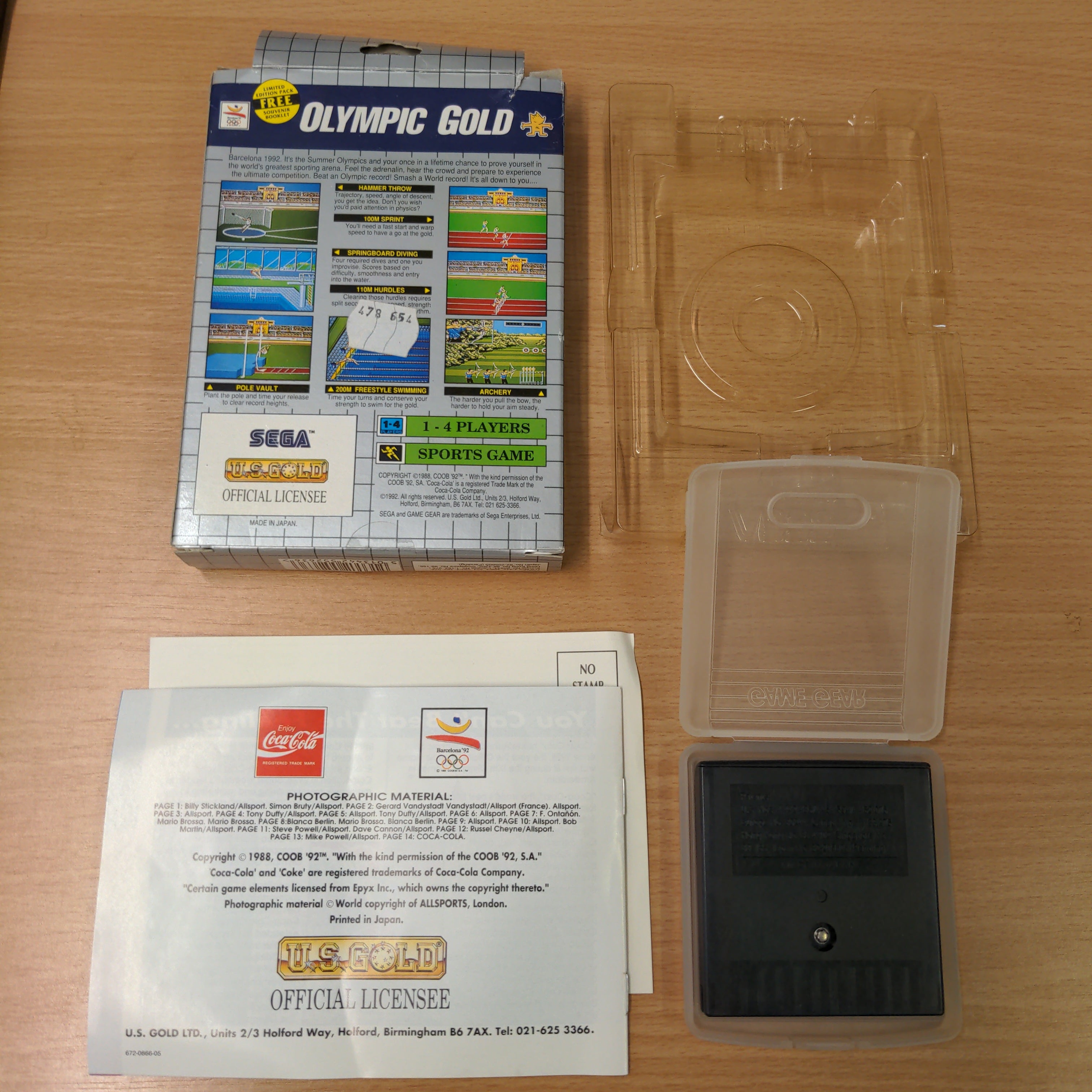 Olympic Gold Sega Game Gear game