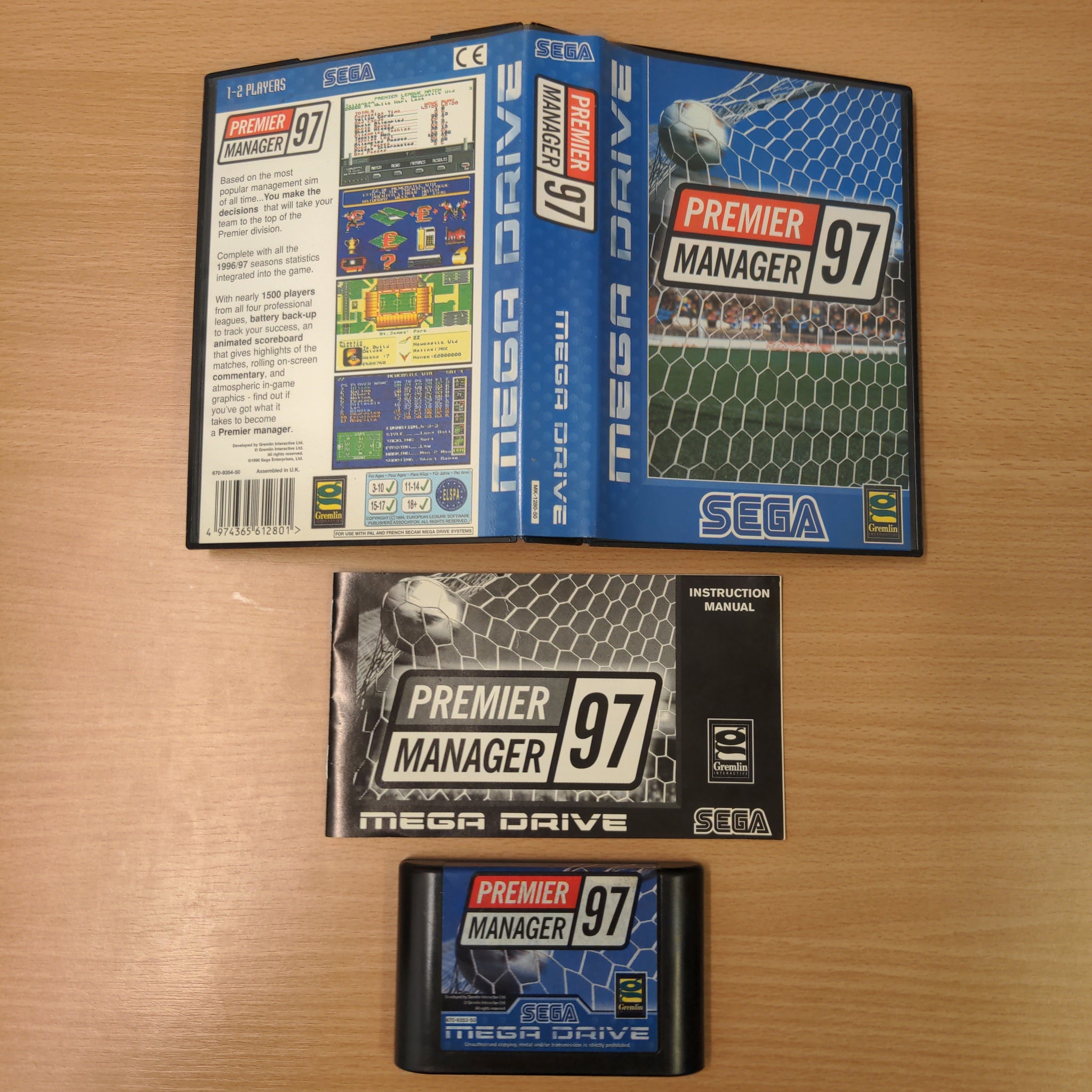 Premier Manager 97 Sega Mega Drive game complete