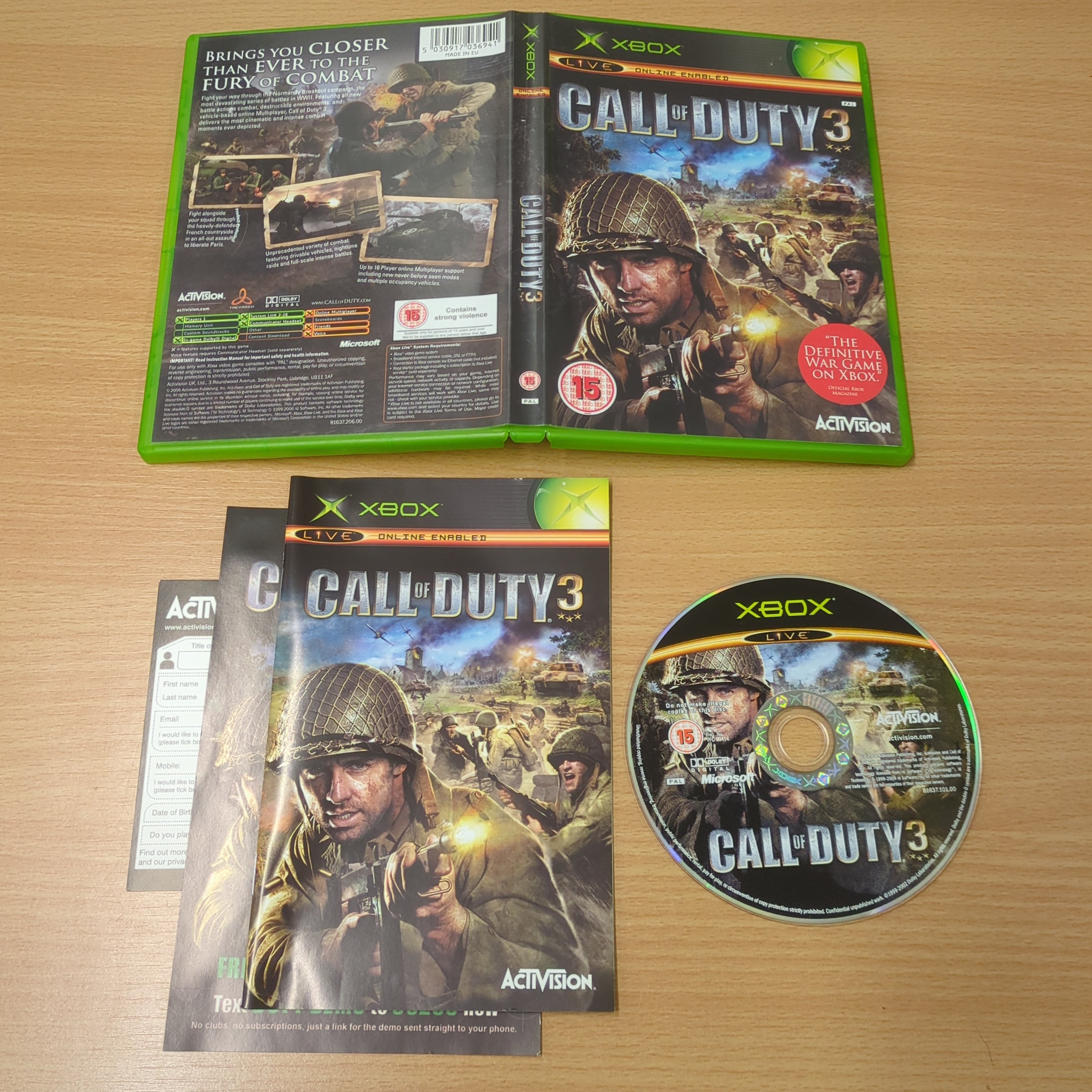 Call of Duty 3 original Xbox game