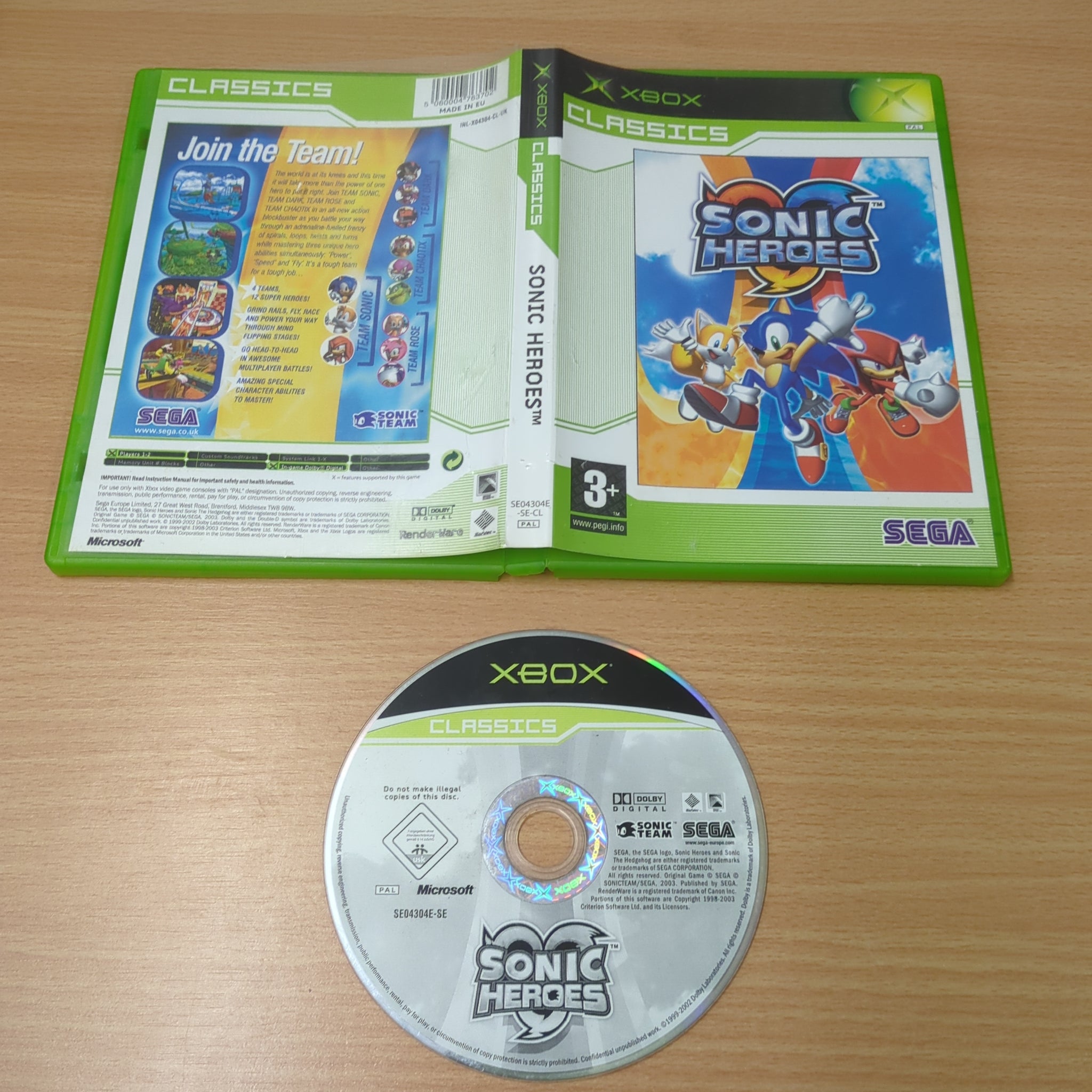 Sonic Heroes (Classics) original Xbox game