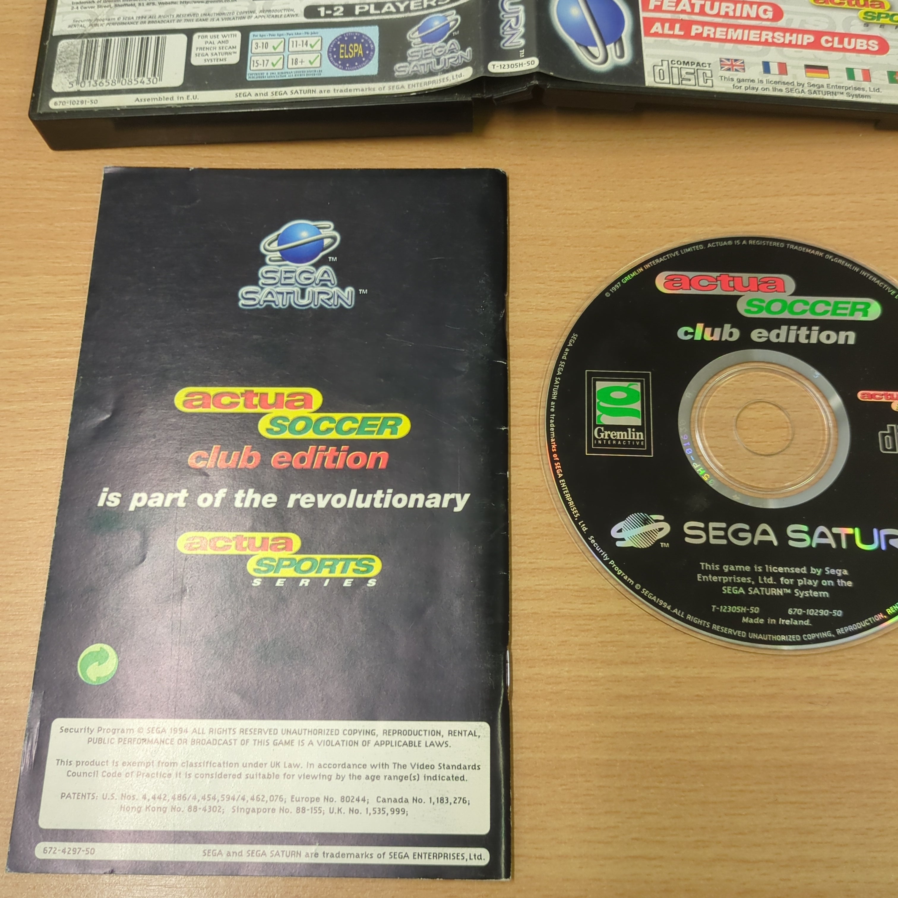 Actua Soccer: Club Edition Sega Saturn game