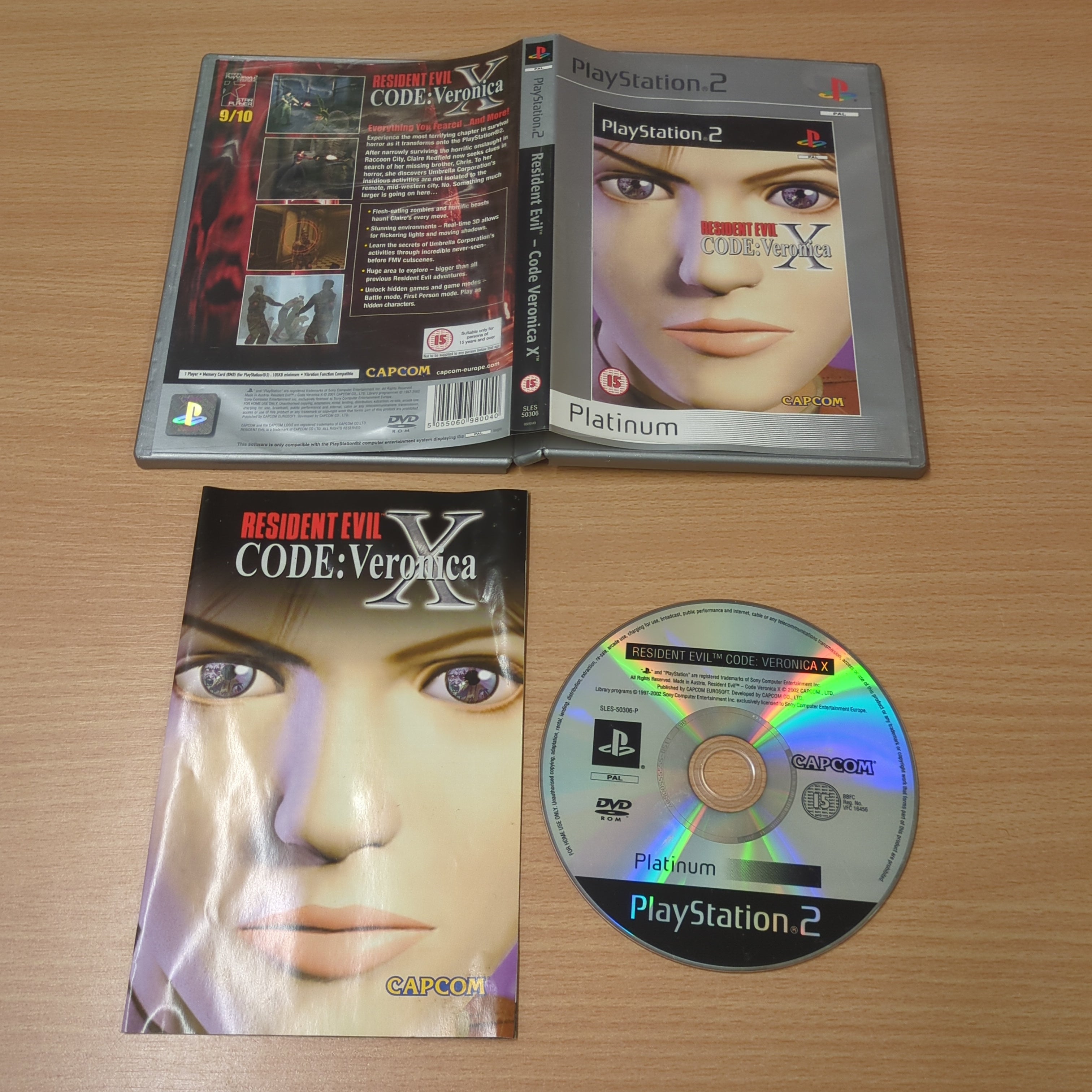Resident Evil Code Veronica X Platinum Sony PS2 game plus Devil May Cry demo