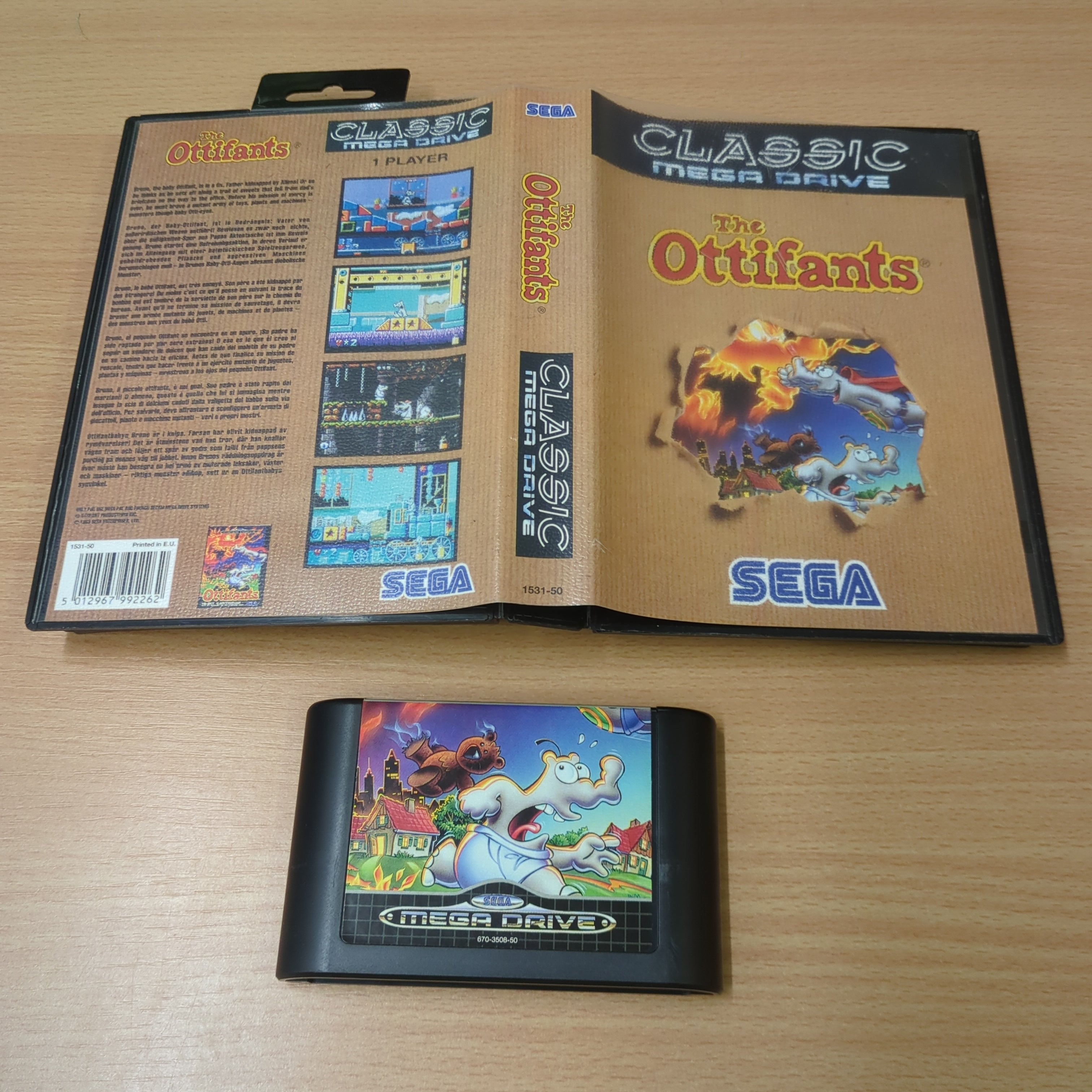 The Ottifants brown box Classic Sega Mega Drive game