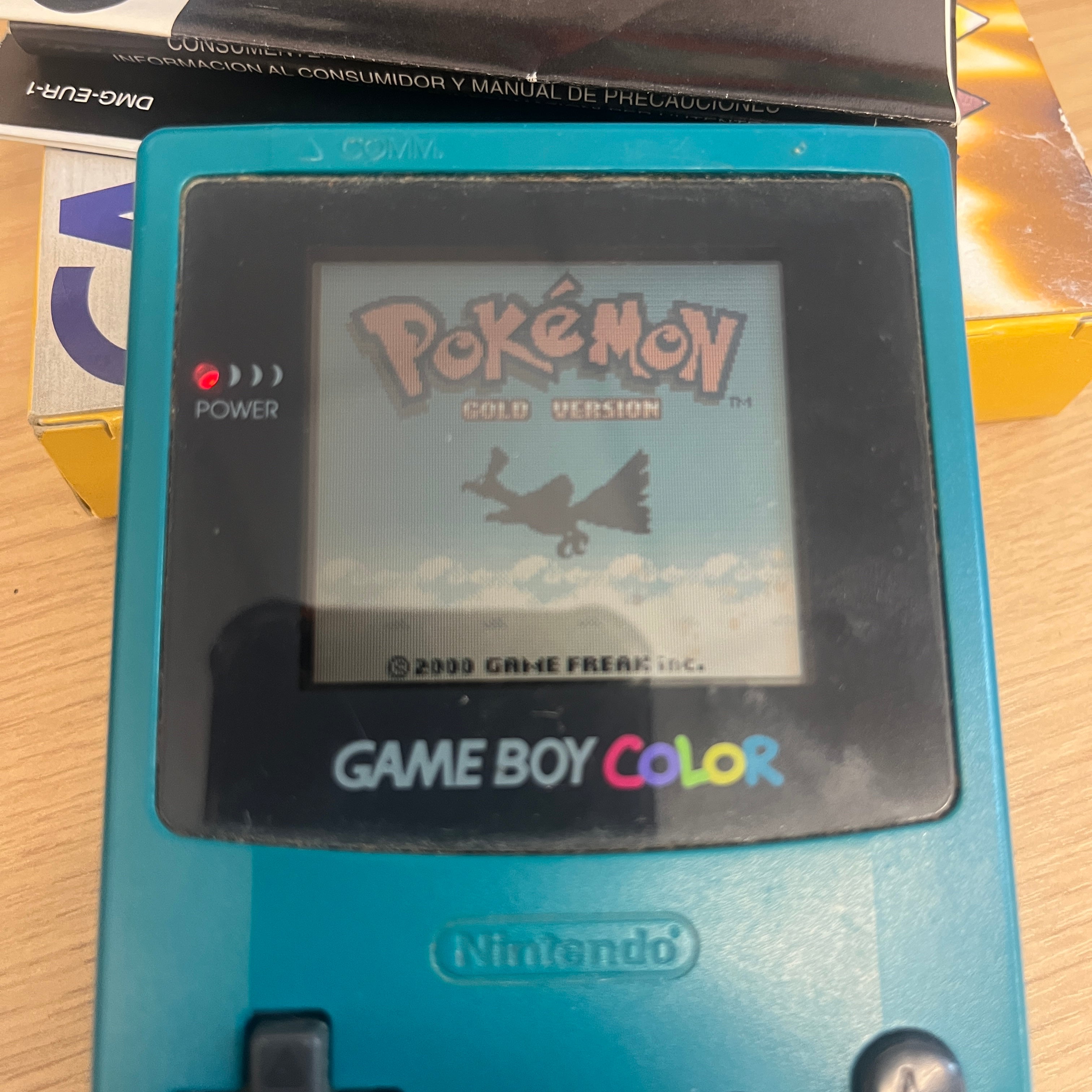 Teal game boy color boxed