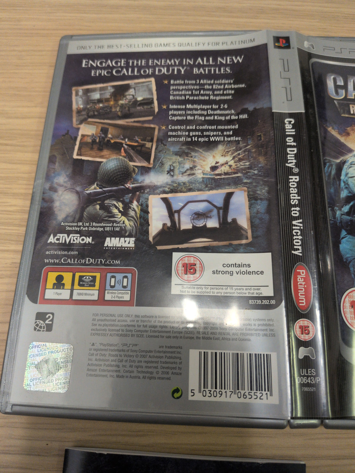 Call of Duty Roads To Victory Platinum Sony PSP game