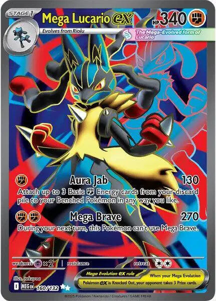 Mega Lucario Ex - 160/132 - Mega Ultra Rare - Mega Evolution – retro ...
