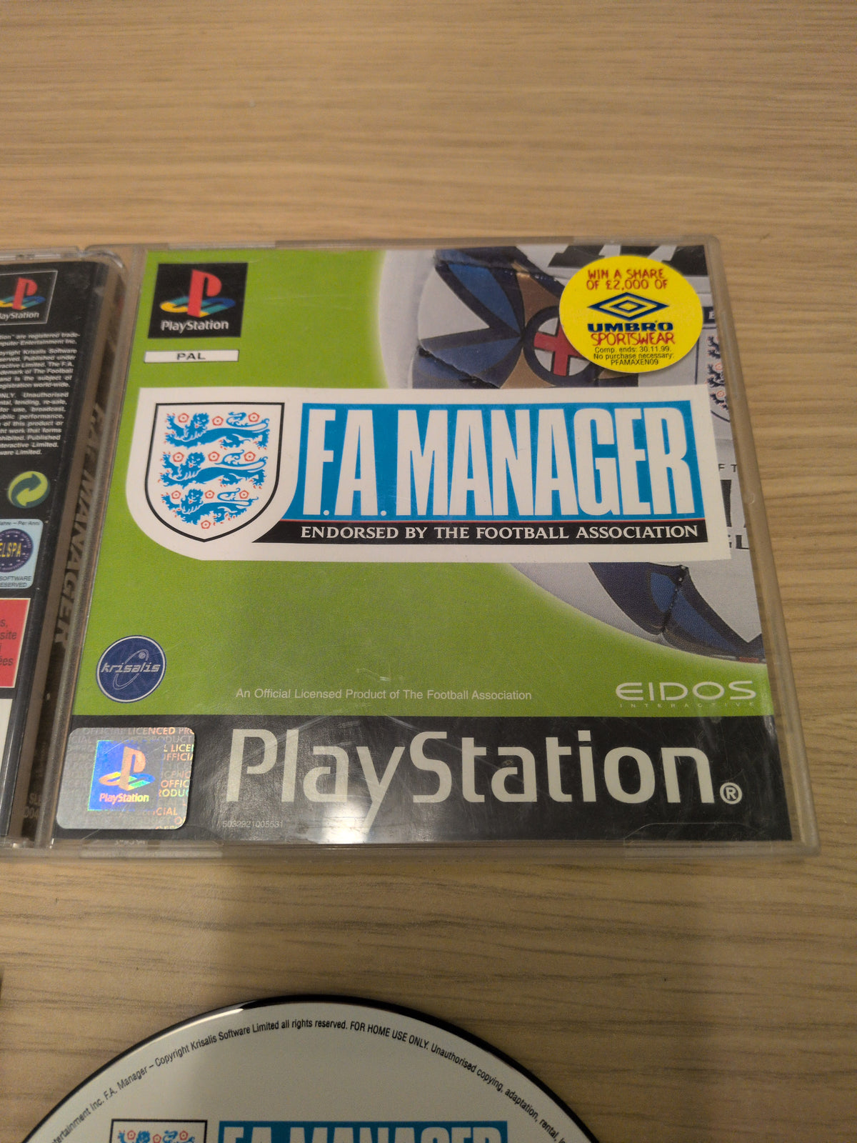 F.A. Manager Sony PS1 game
