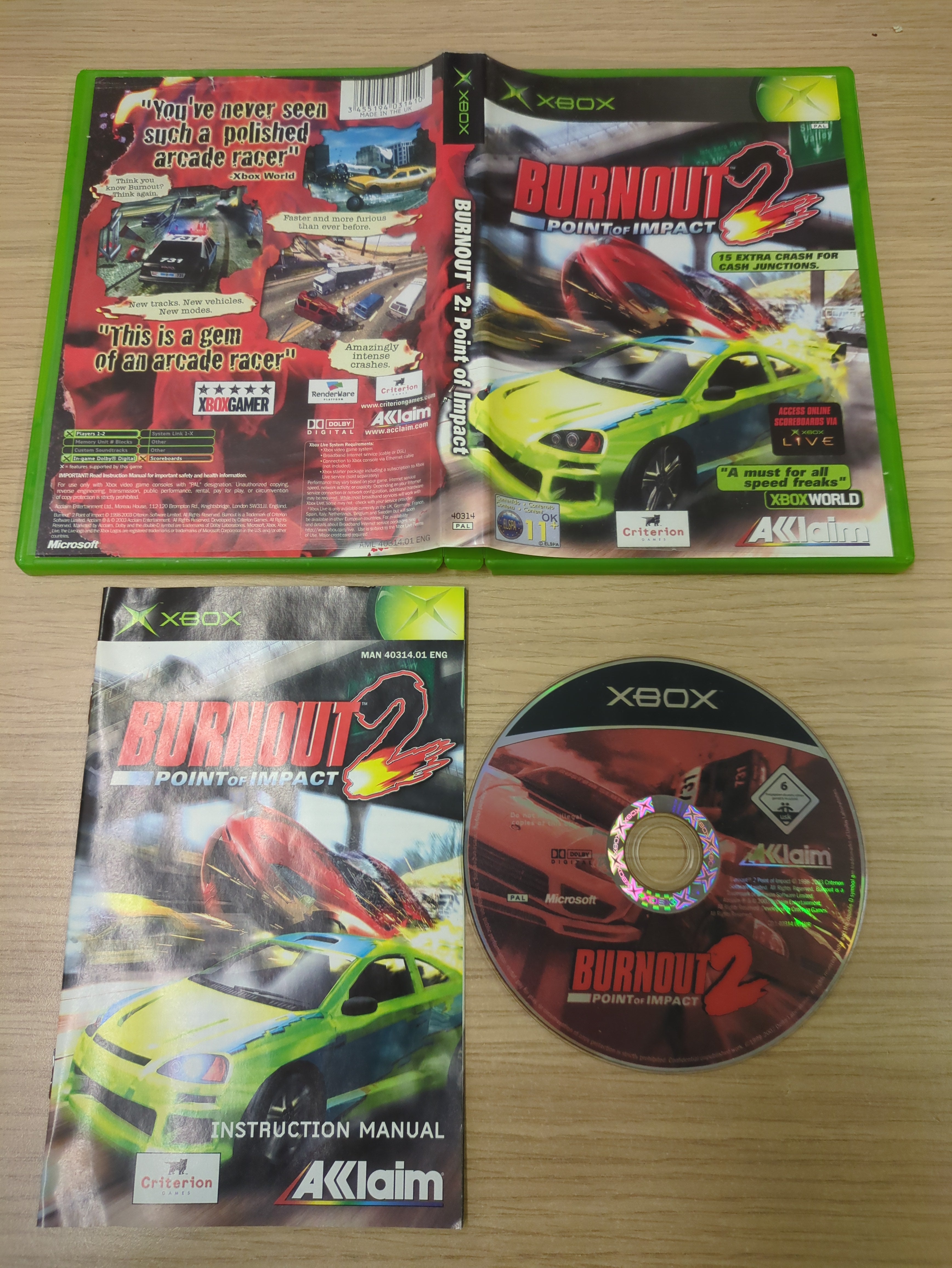 Burnout 2: Point Of Impact original Xbox game