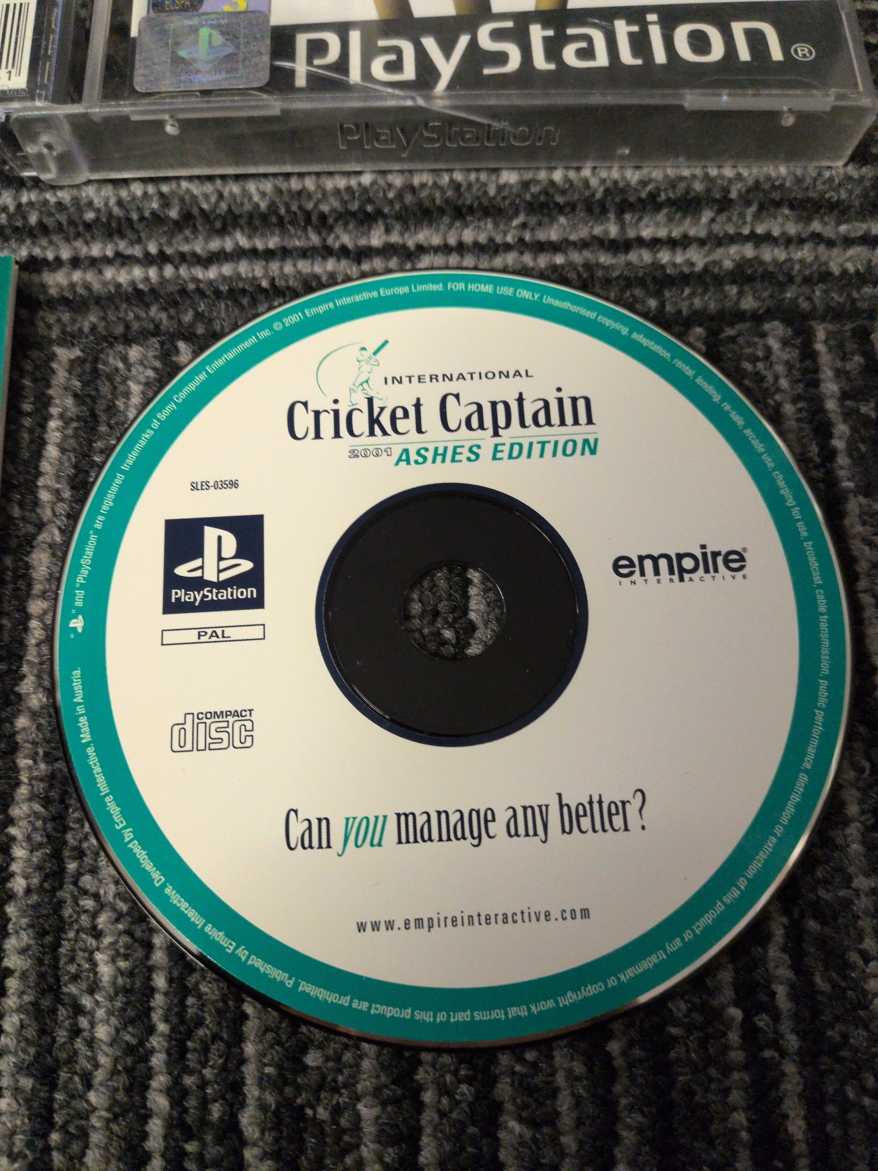 Cricket Captain Ashes Sony PS1 game