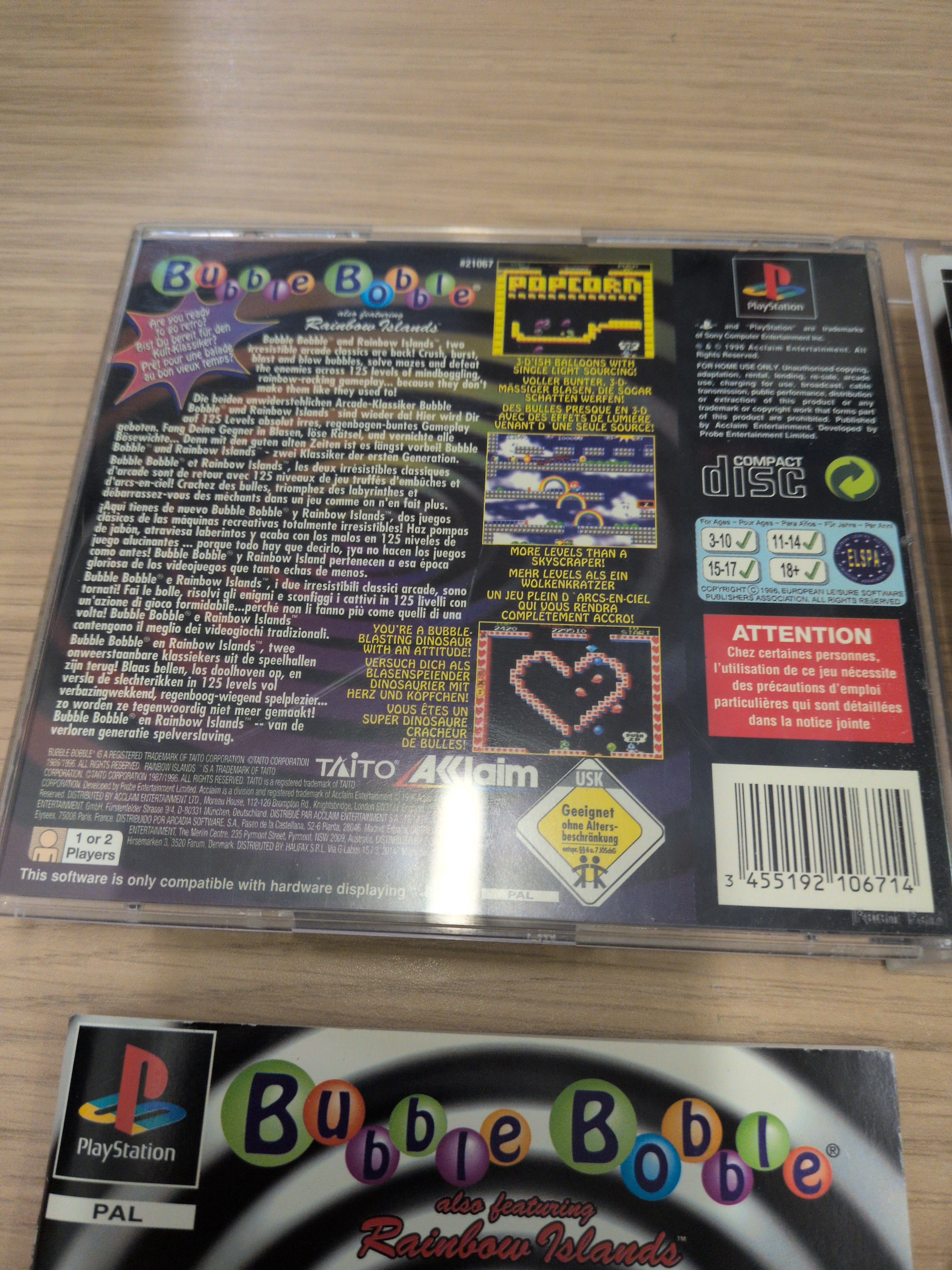 Bubble Bobble Featuring Rainbow Islands Sony PS1 game