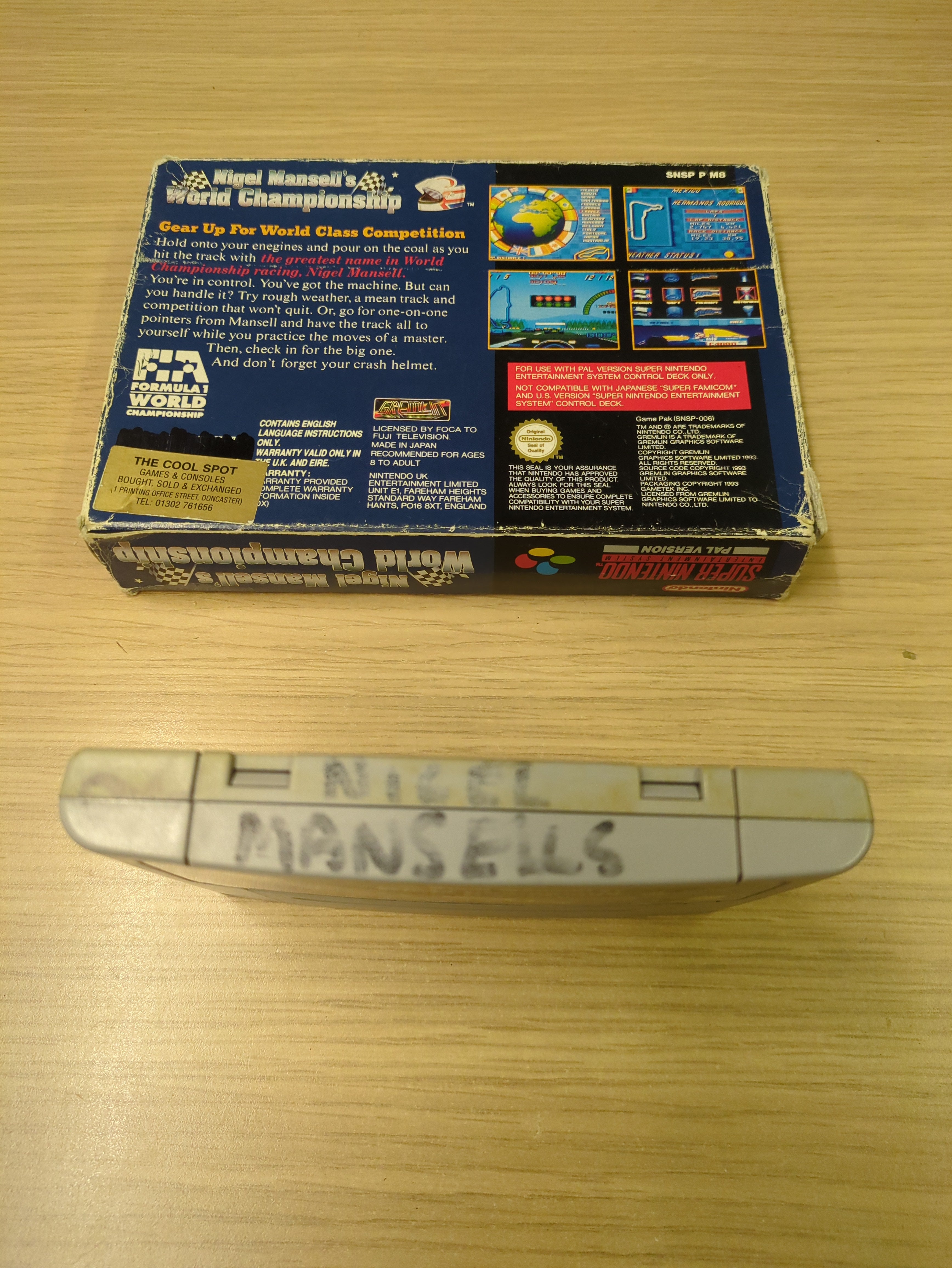 Nigel Mansell's World Championship Racing Snes game Boxed