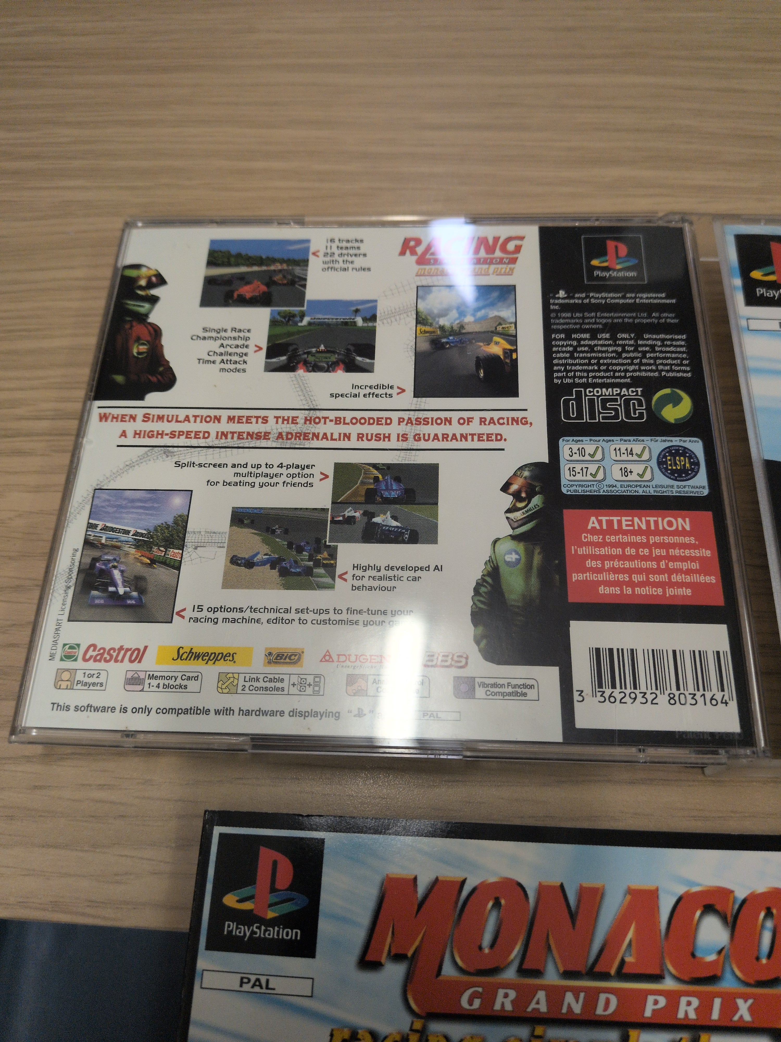 Racing Simulation Monaco Grand Prix Sony PS1 game