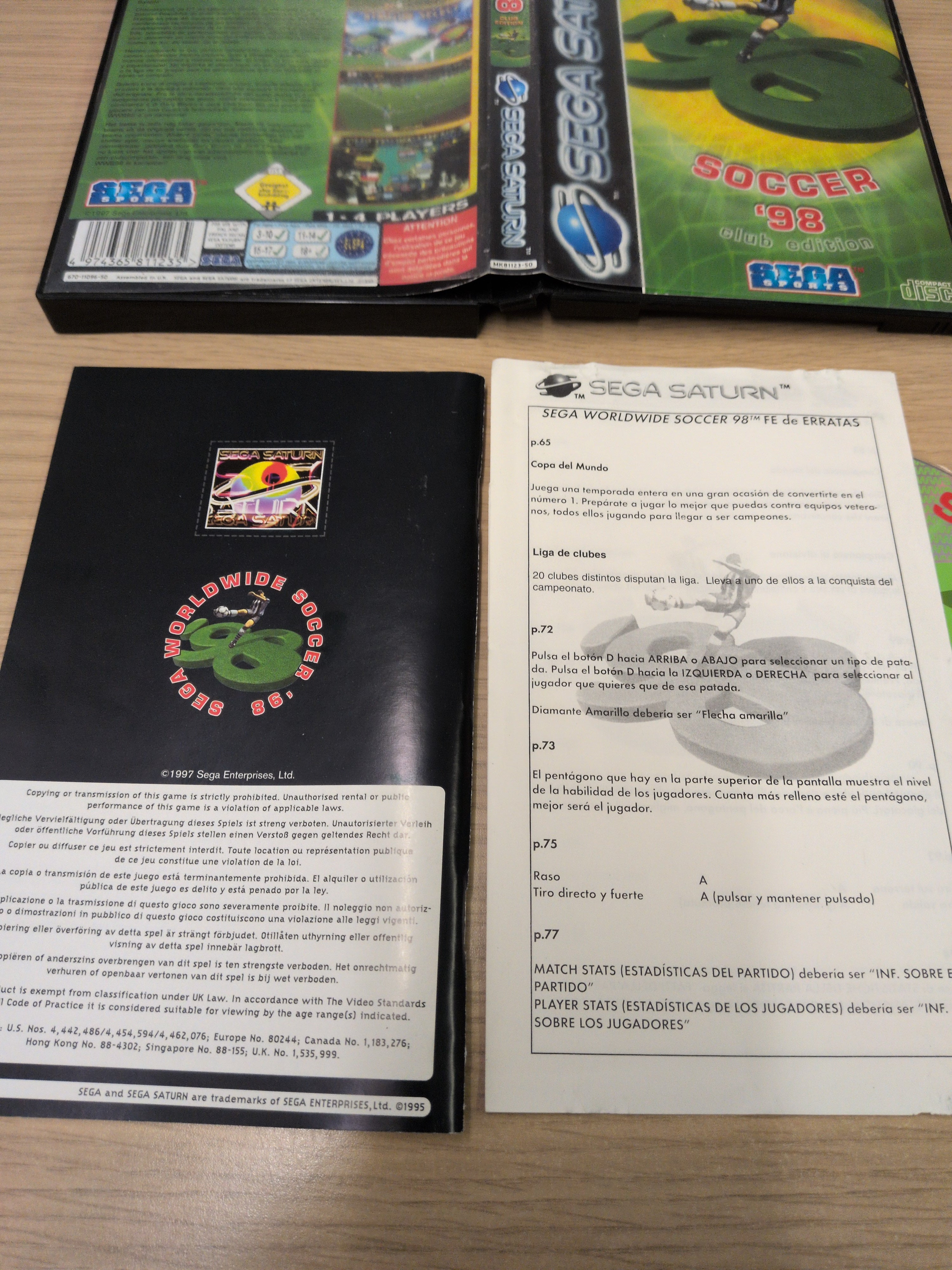 Sega Worldwide Soccer 98 (Gen 2 case) Sega Saturn game