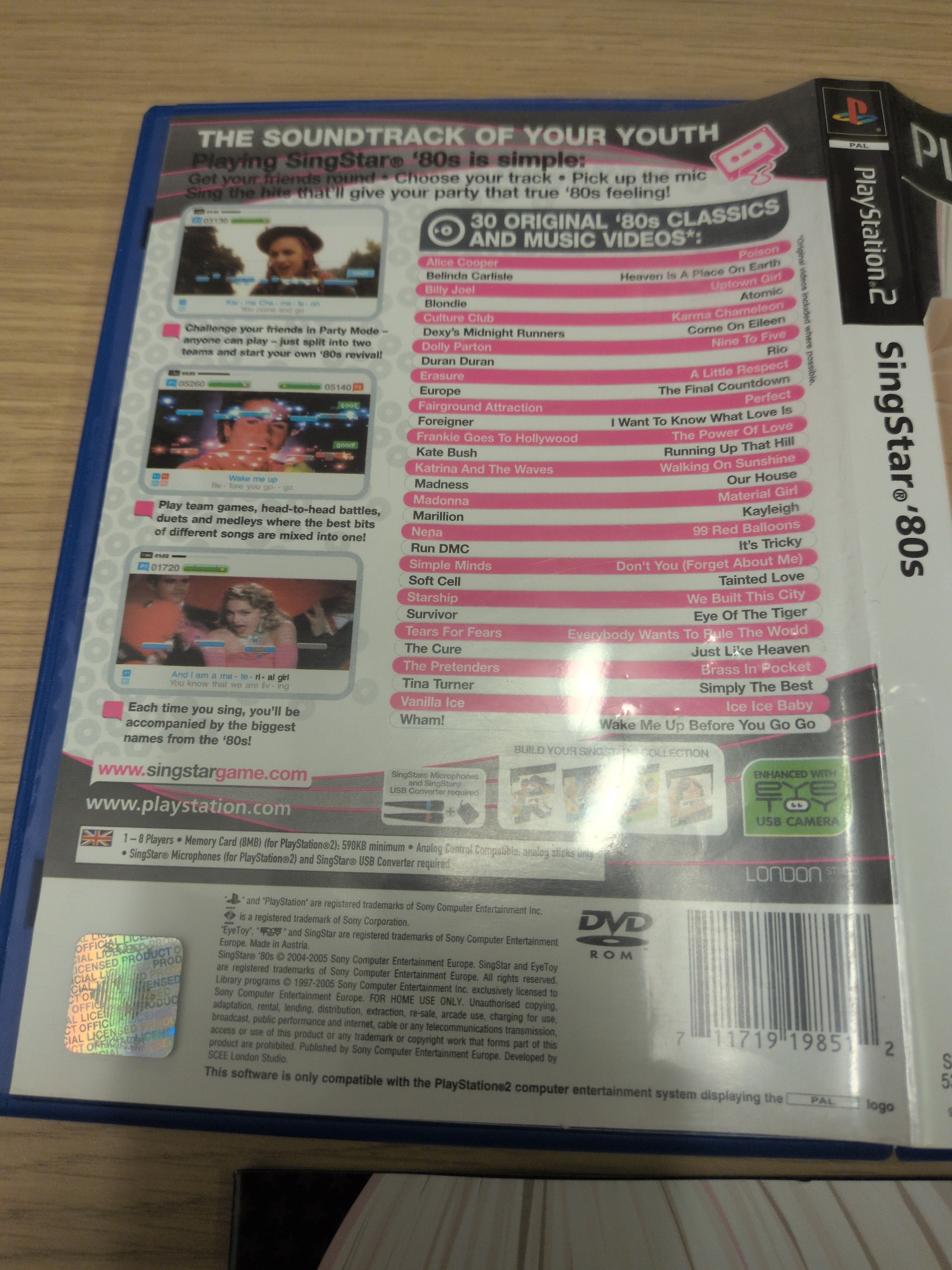SingStar 80s Sony PS2 game