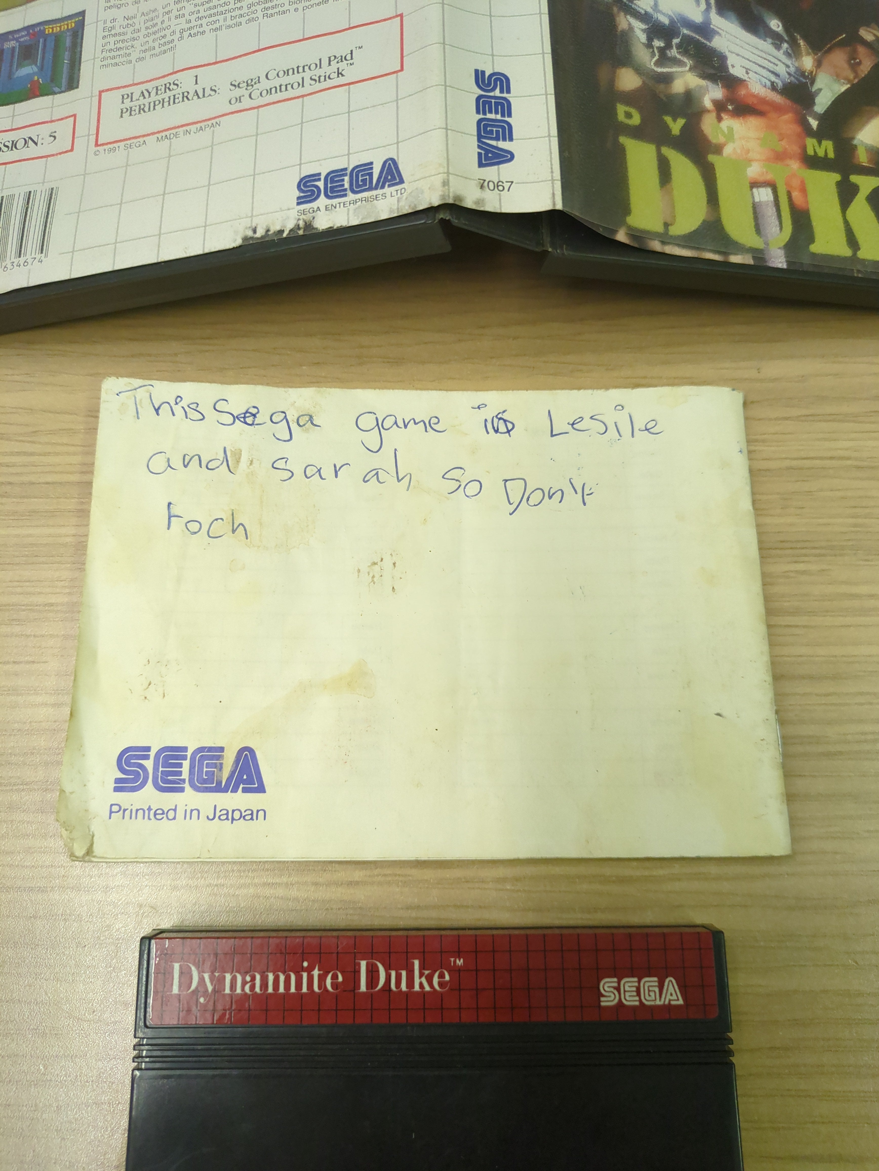 Dynamite Duke Sega Master System game