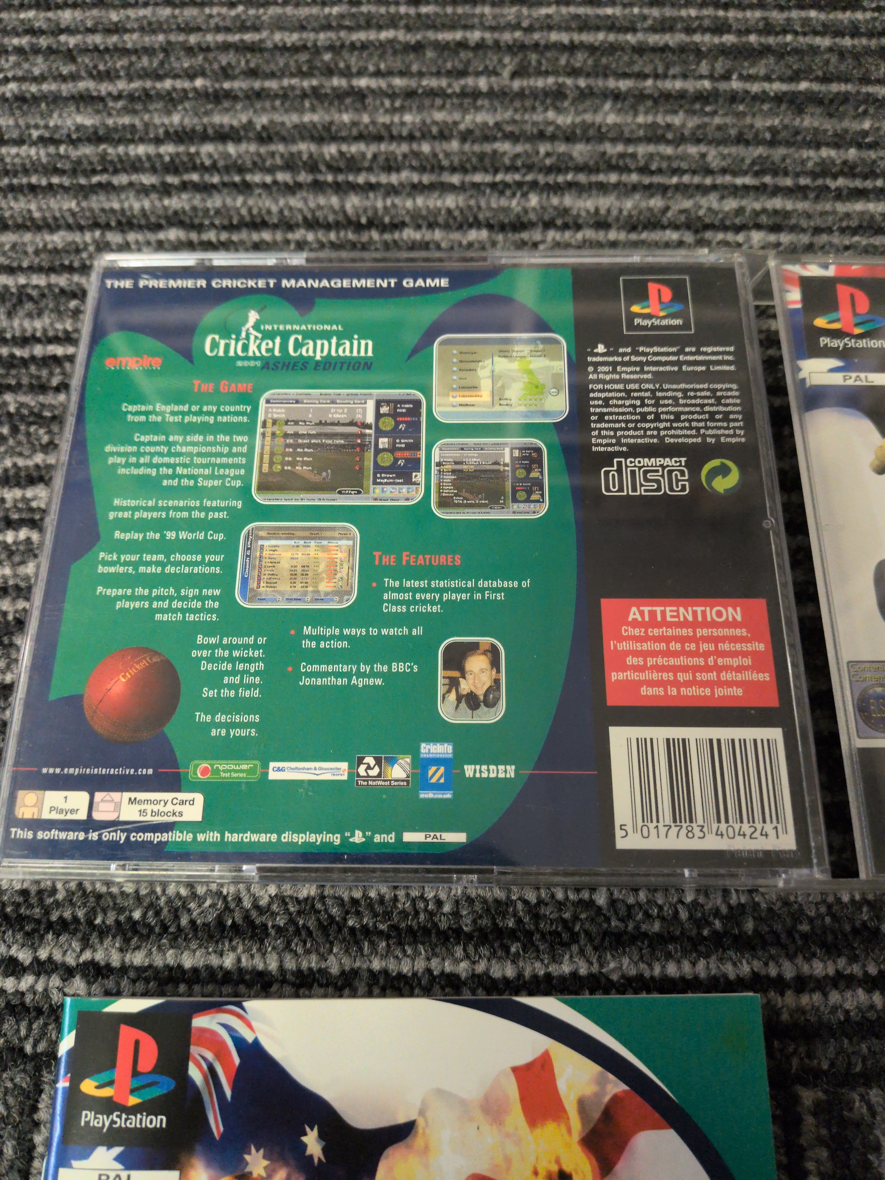 Cricket Captain Ashes Sony PS1 game