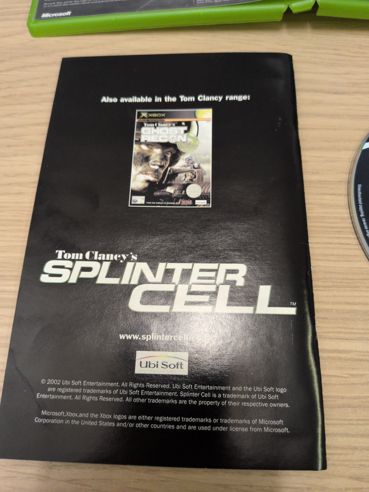 Tom Clancy's Splinter Cell original Xbox game