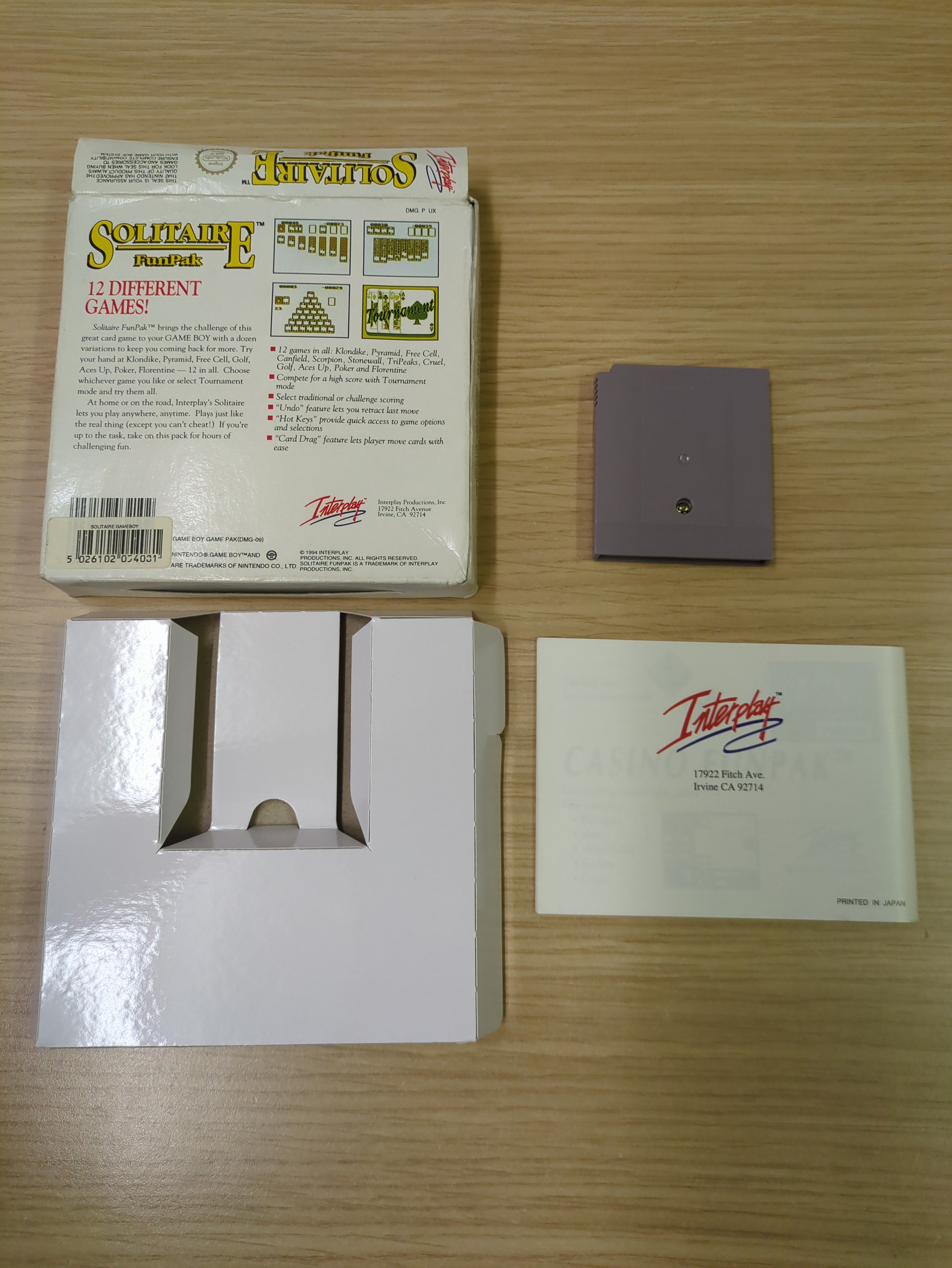 Solitaire FunPak Nintendo Game Boy