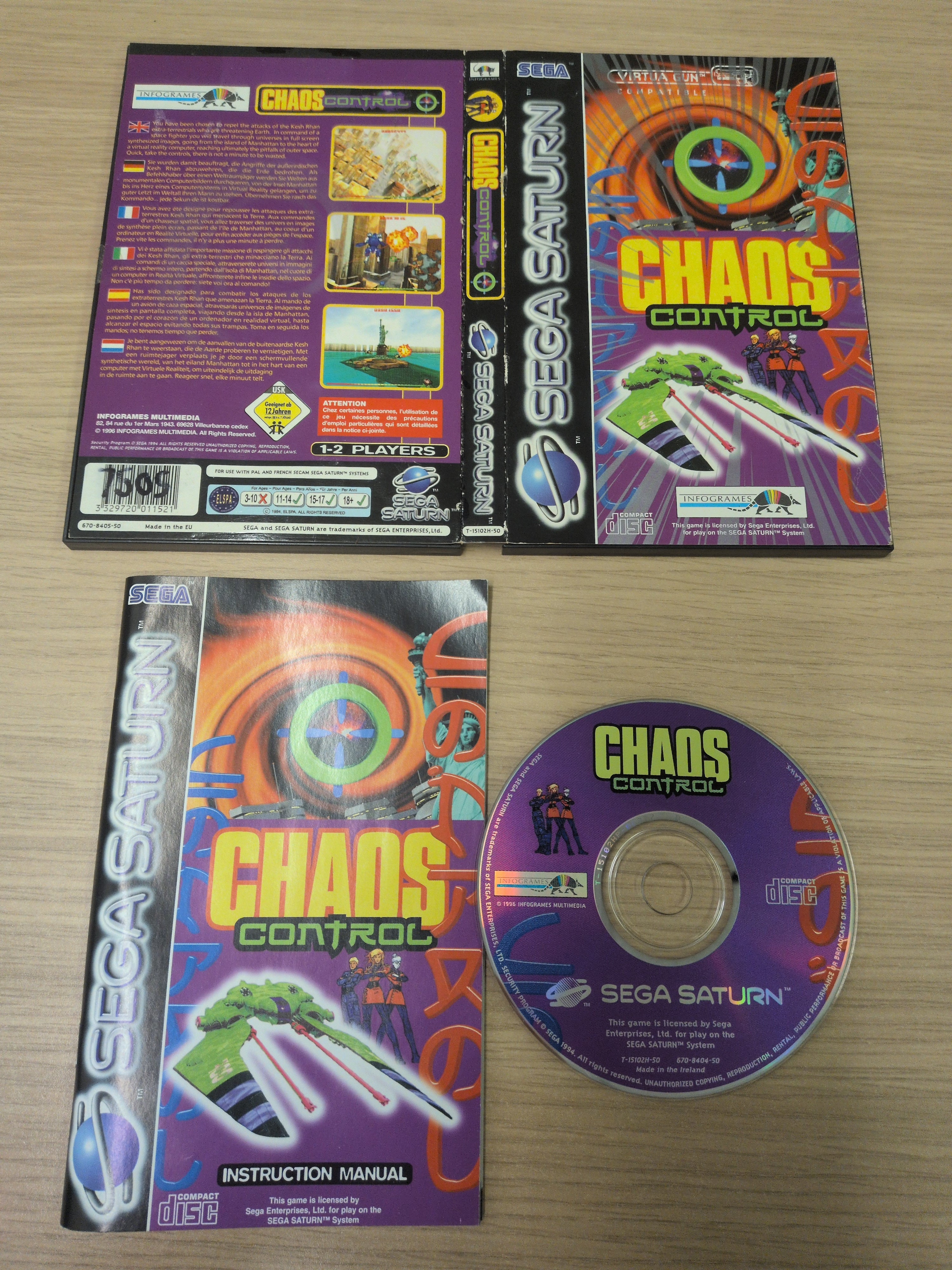 Jeu Sega Saturn Chaos Control – Bon état, Boîte Complète, PAL