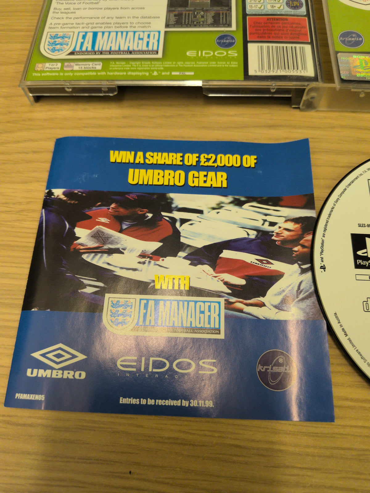 F.A. Manager Sony PS1 game