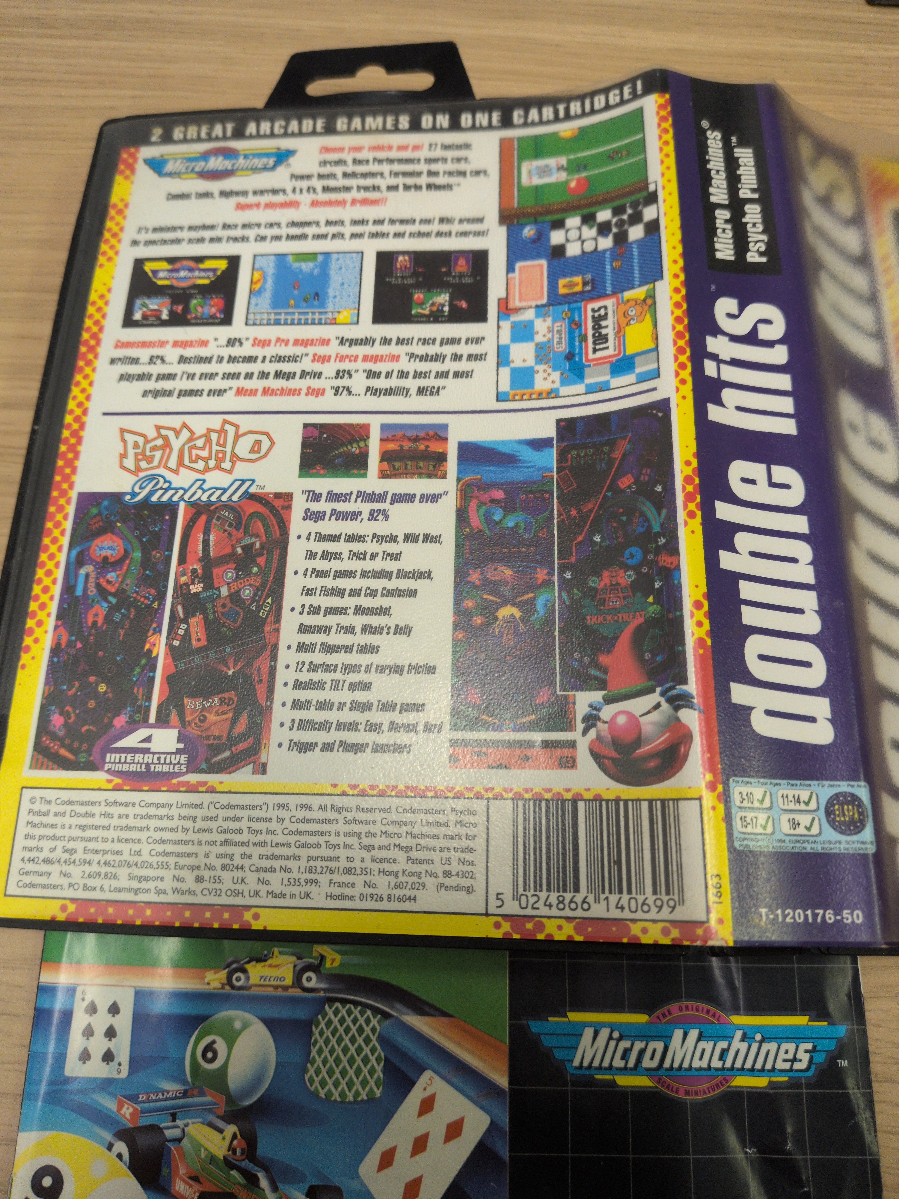 Double Hits Micro Machines & Psycho Pinball Sega Mega Drive game
