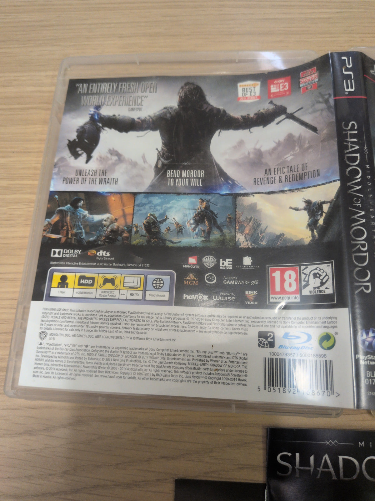 Middle Earth: Shadow of Mordor Sony PS3 game
