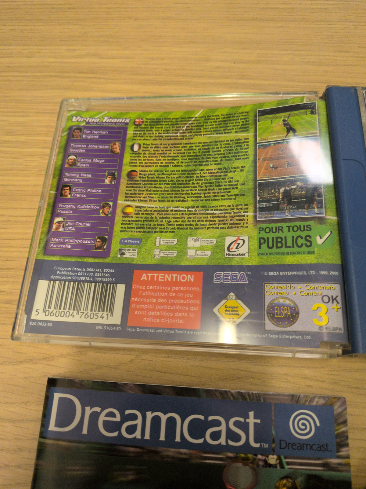 Virtua Tennis Sega dreamcast game