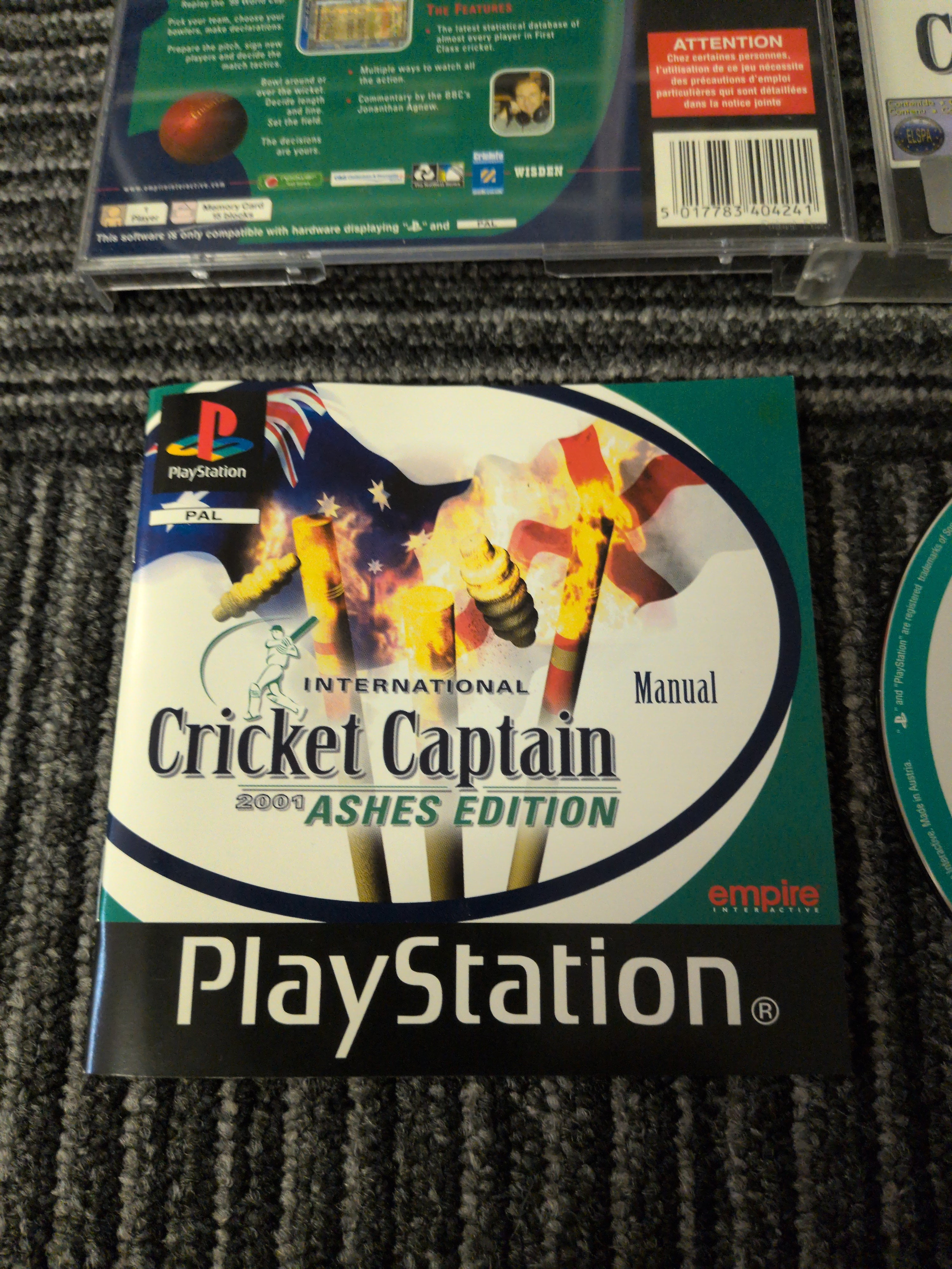 Cricket Captain Ashes Sony PS1 game