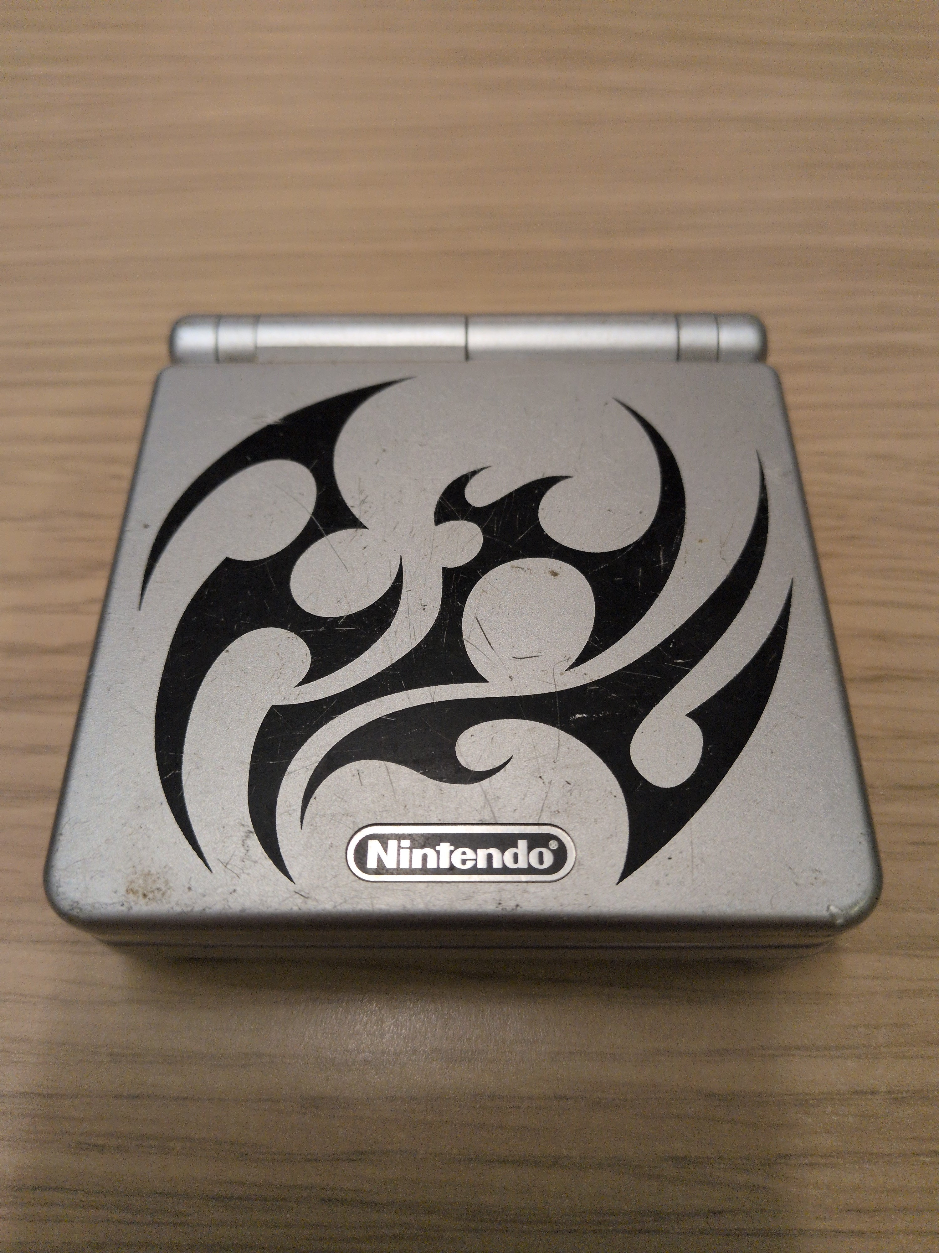 Nintendo Game Boy Advance SP GBA Console Tribal Silver handheld