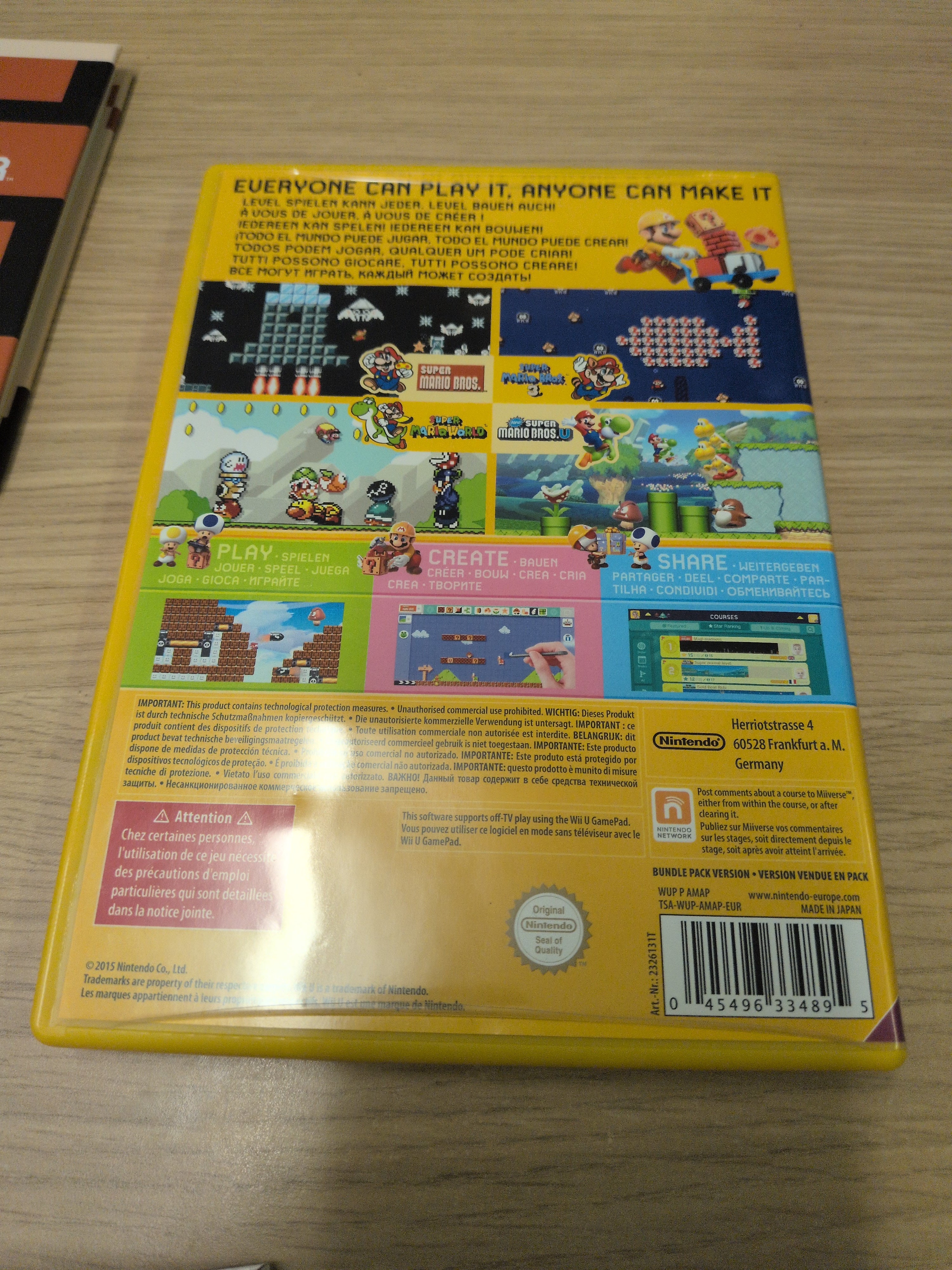 Super Mario Maker Nintendo Wii U game Big Box