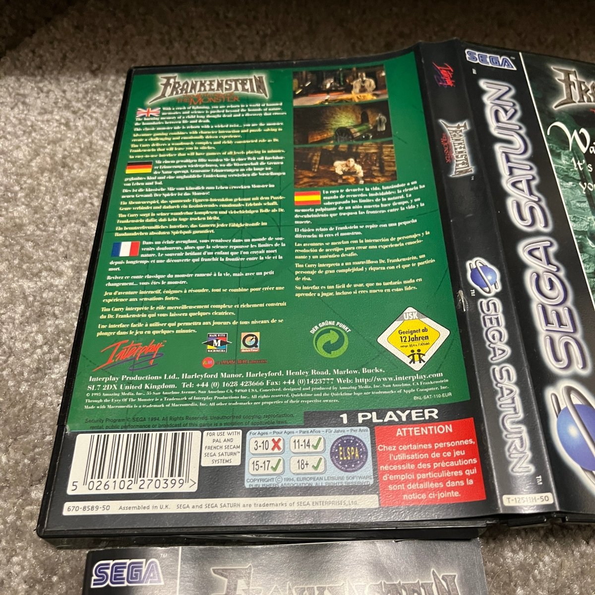 Buy Frankenstein: Through The Eyes Of The Monster Sega saturn game -@ 8BitBeyond