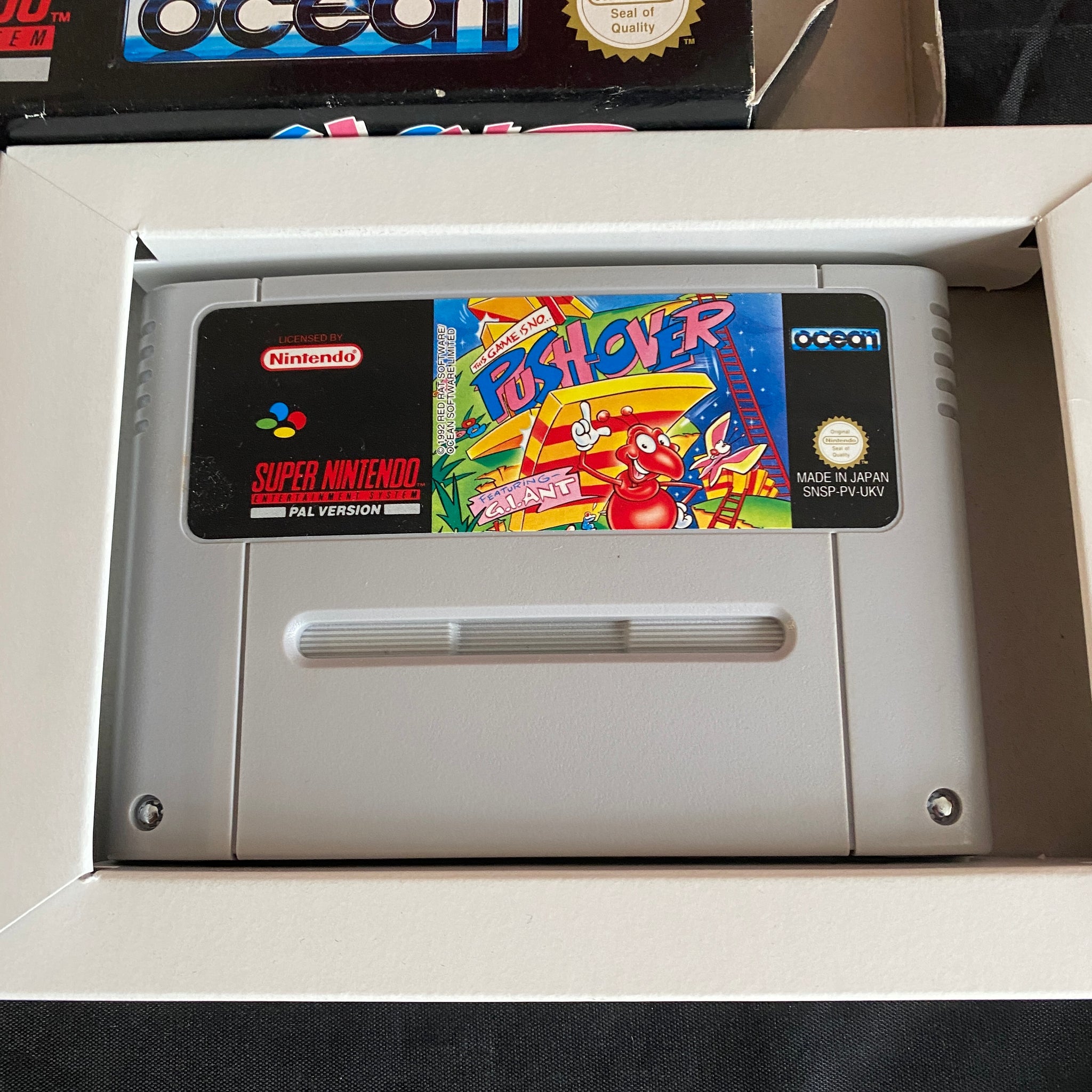 Buy Push over Snes game boxed -@ 8BitBeyond