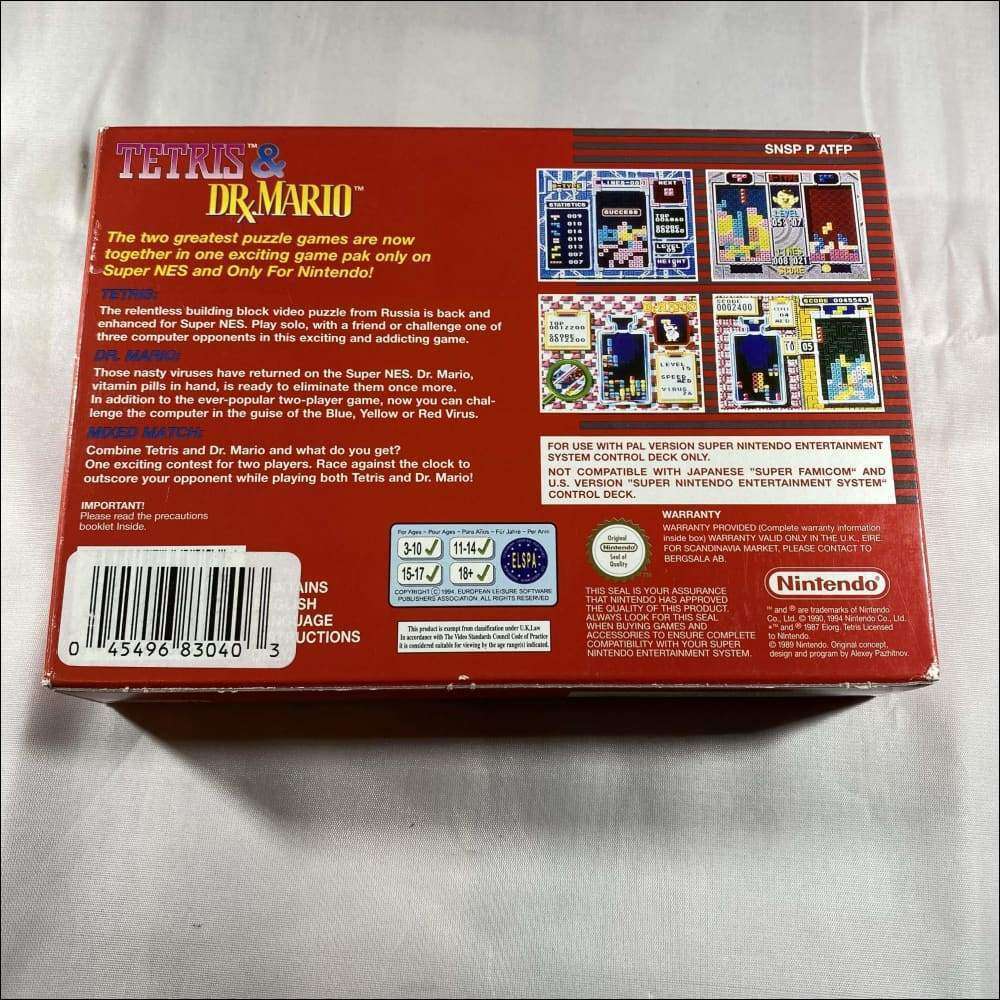 Buy Tetris & Dr Mario 2-1 red box classic Super Nintendo SNES game complete -@ 8BitBeyond